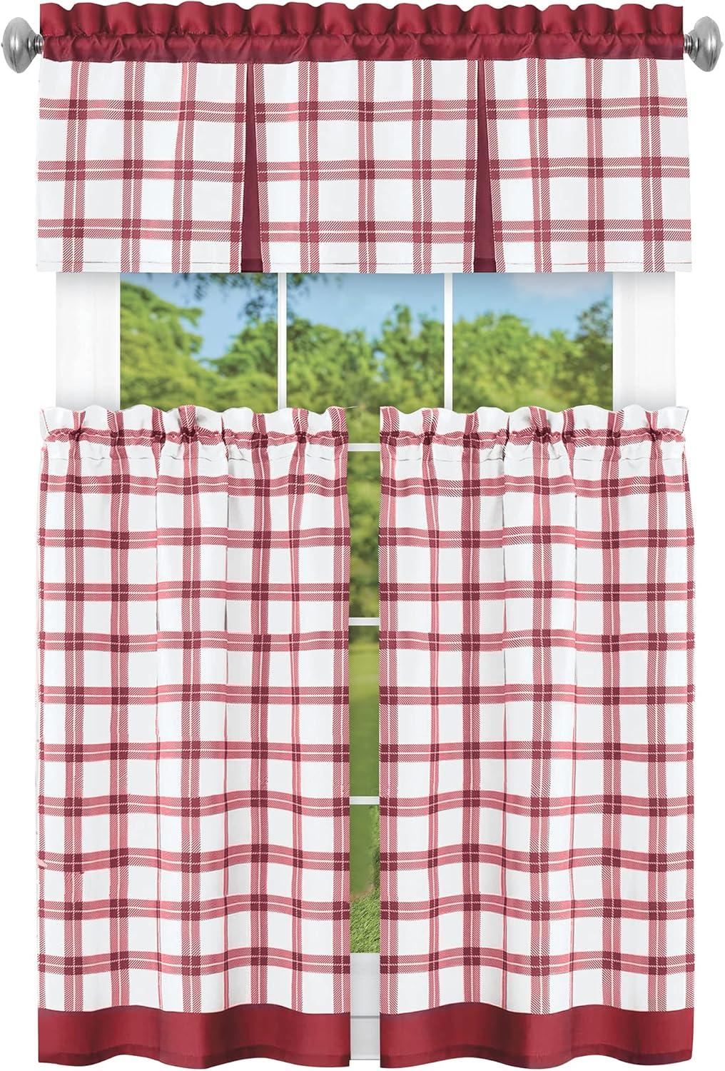 Achim Importing Co Plaid Tailored 58'' W Kitchen Curtain