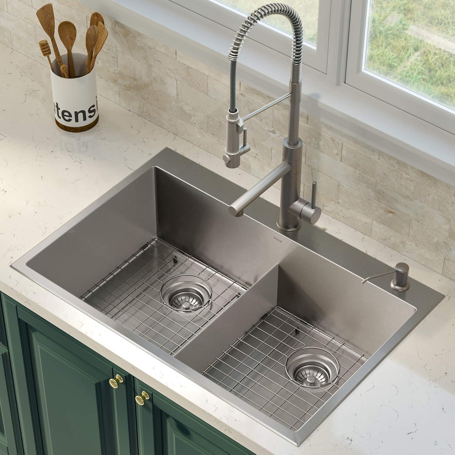 KRAUS Standart PRO Drop In 16 Gauge Bar Stainless Steel Kitchen Sink