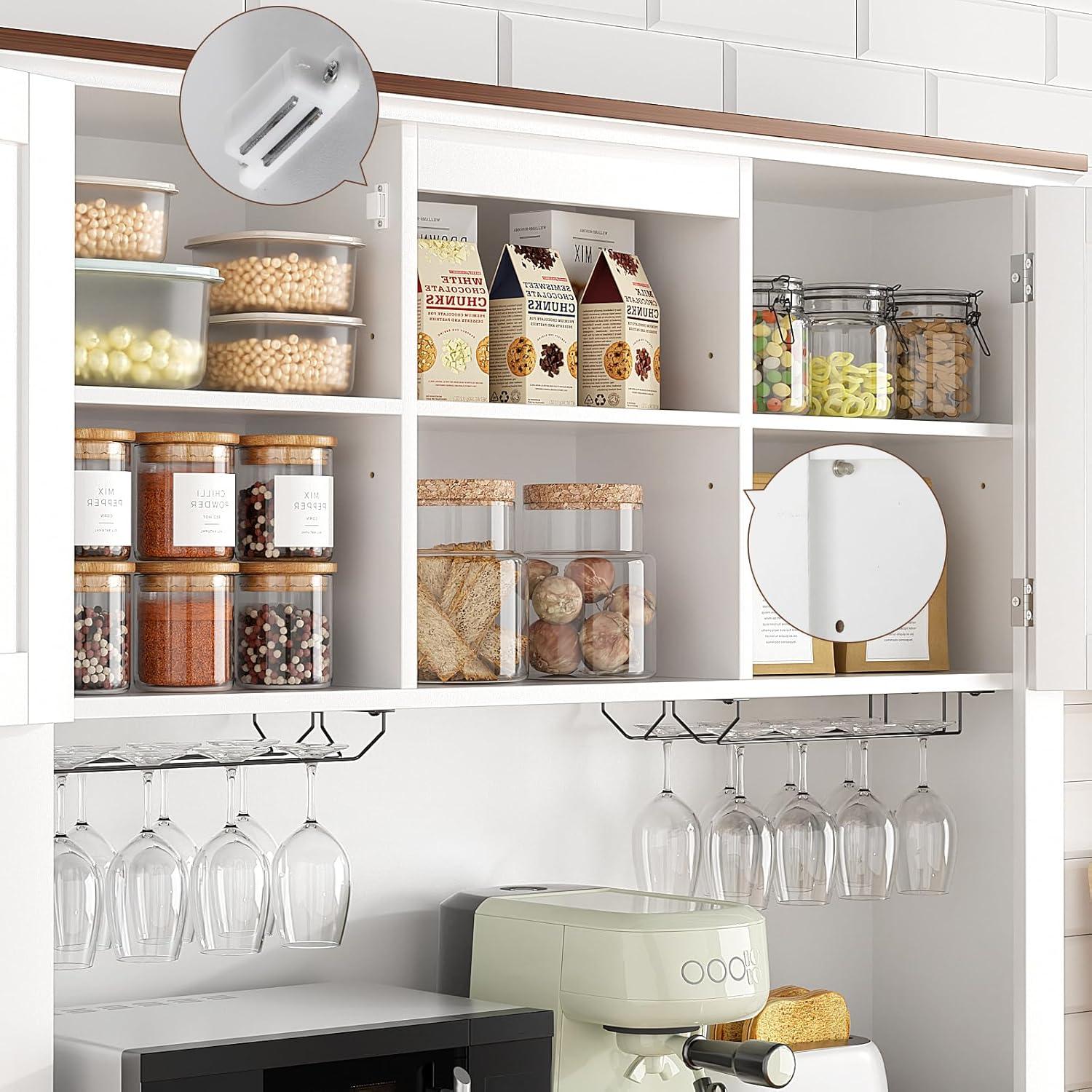 White 72" Farmhouse Bar Cabinet with Sliding Barn Doors