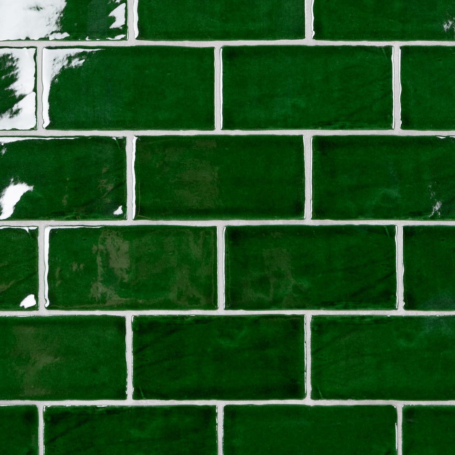 Antic Verde Glossy Green Ceramic 3x6 Subway Wall Tile