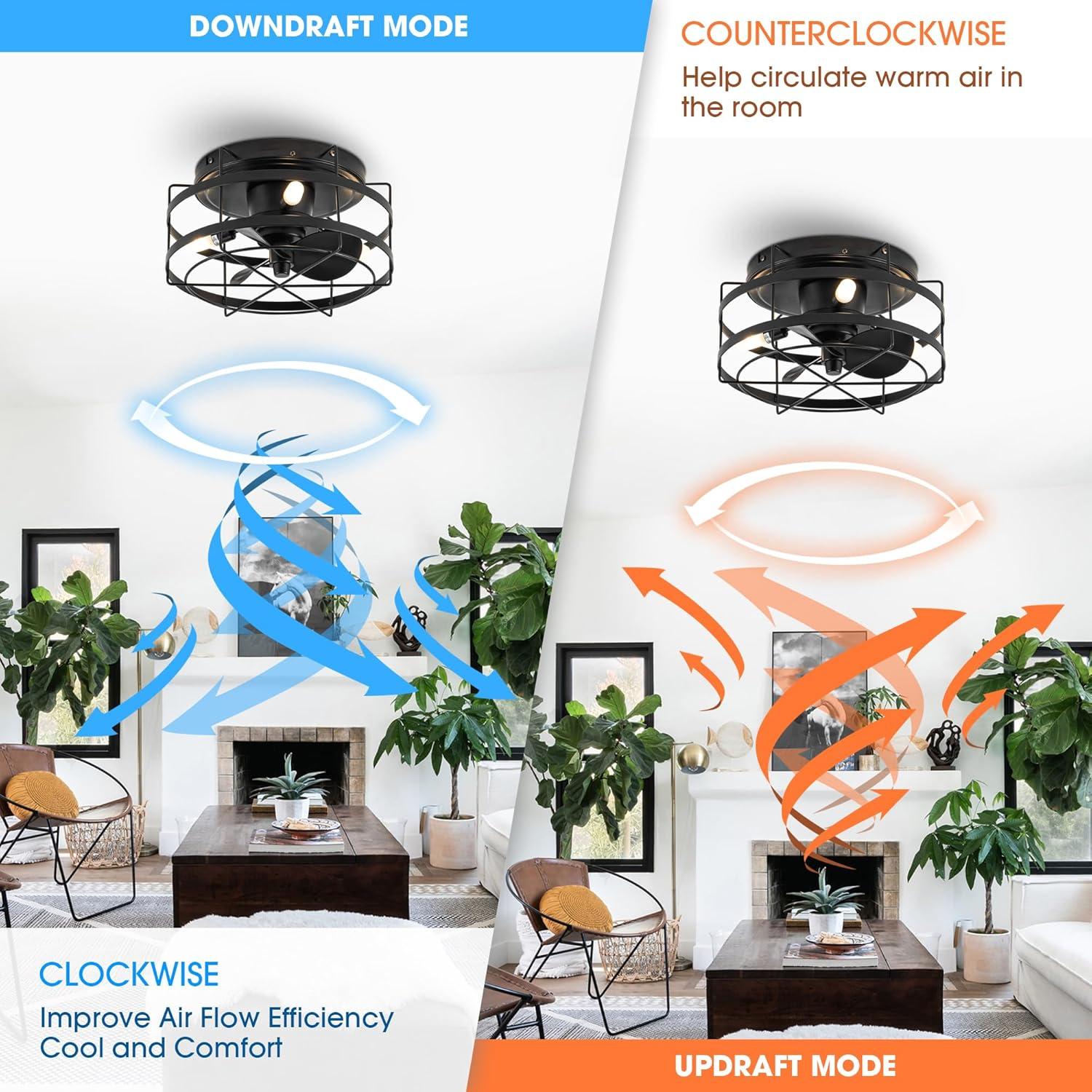 Parrot Uncle 12.2" Modern Black Bladeless Fan Flush Mount Ceiling Fan