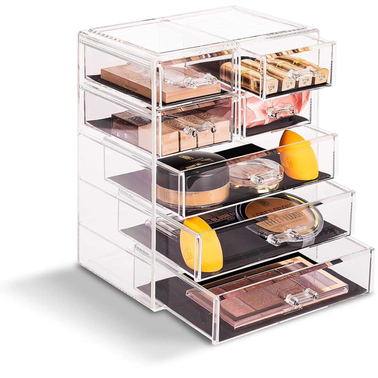 Sorbus Sorbus 7 Drawers Acrylic Makeup and Jewelry Cosmetics Organizer with Mesh Padding in Black