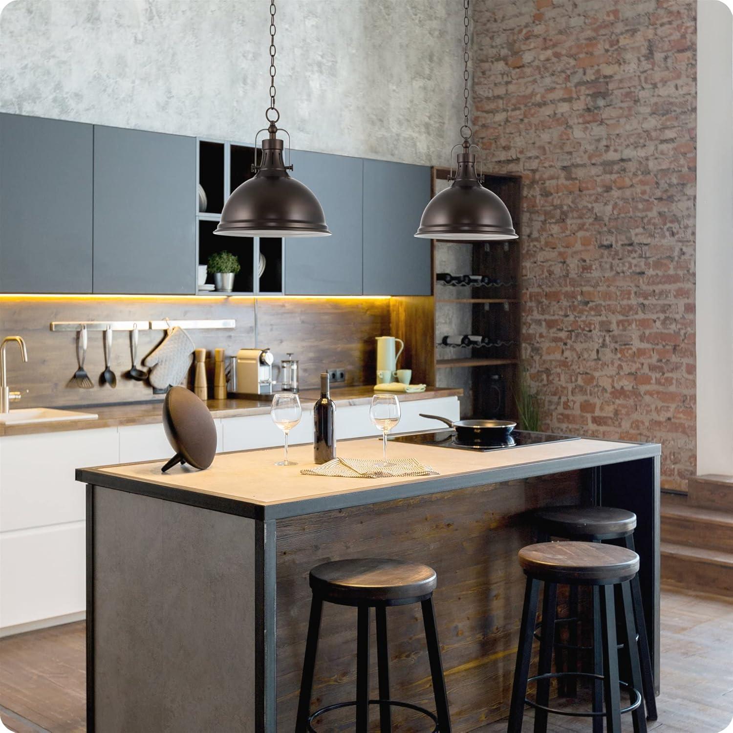 Kira Home Belle 14" Modern Industrial Pendant Light, Adjustable Hanging Height, Oil Rubbed Bronze Finish