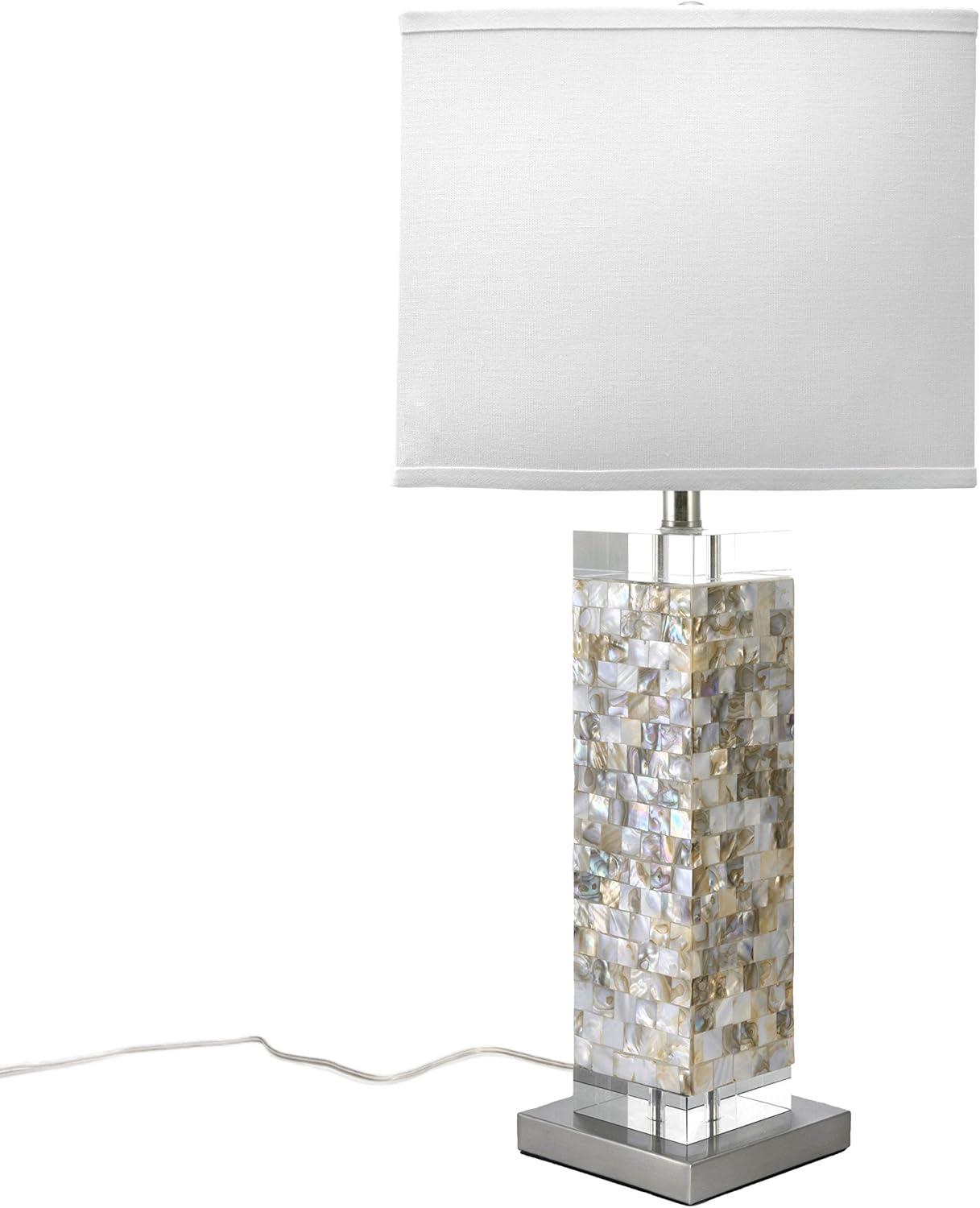nuLOOM Houston Nickel Mosaic 29" Table Lamp Lighting - Satin Nickel & White 29" H x 13" W x 13" D