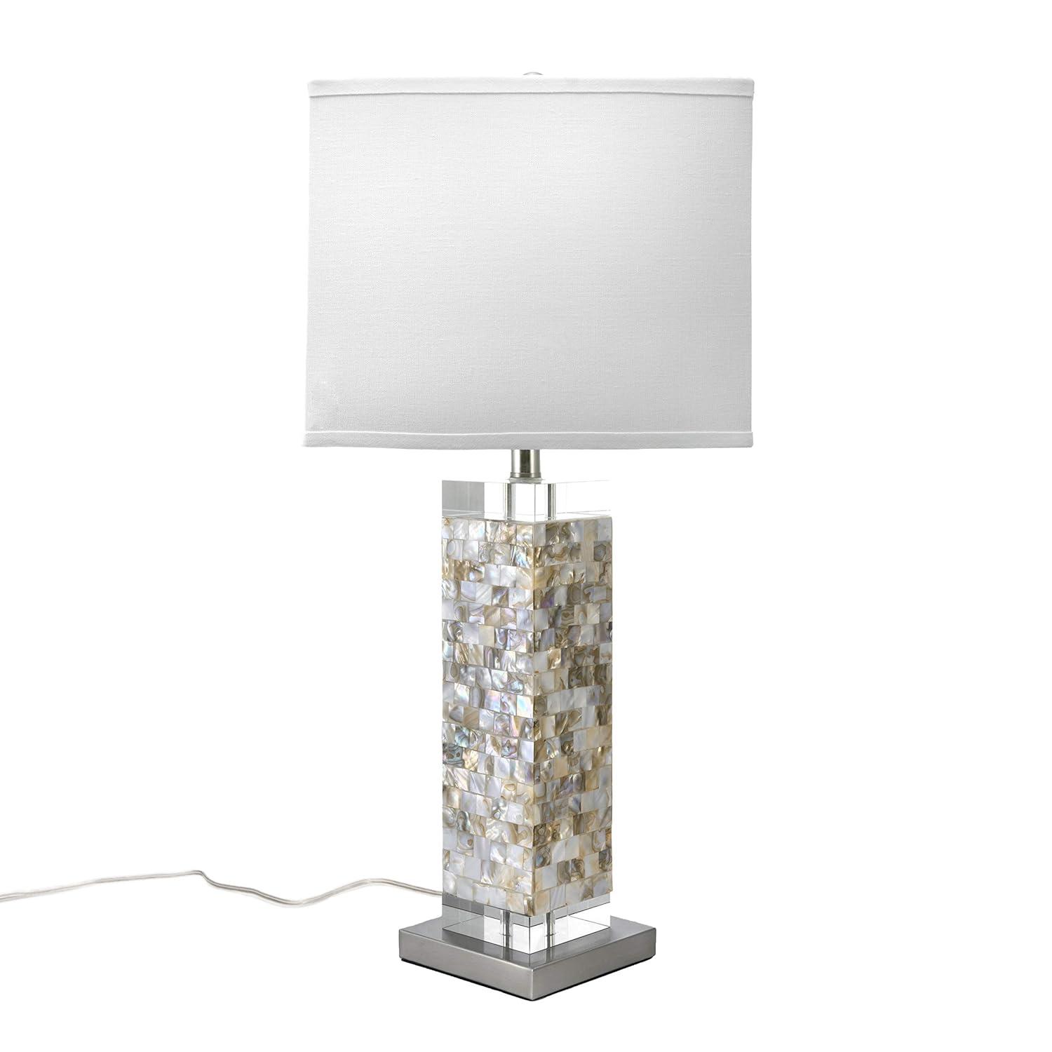 nuLOOM Houston Nickel Mosaic 29" Table Lamp Lighting - Satin Nickel & White 29" H x 13" W x 13" D