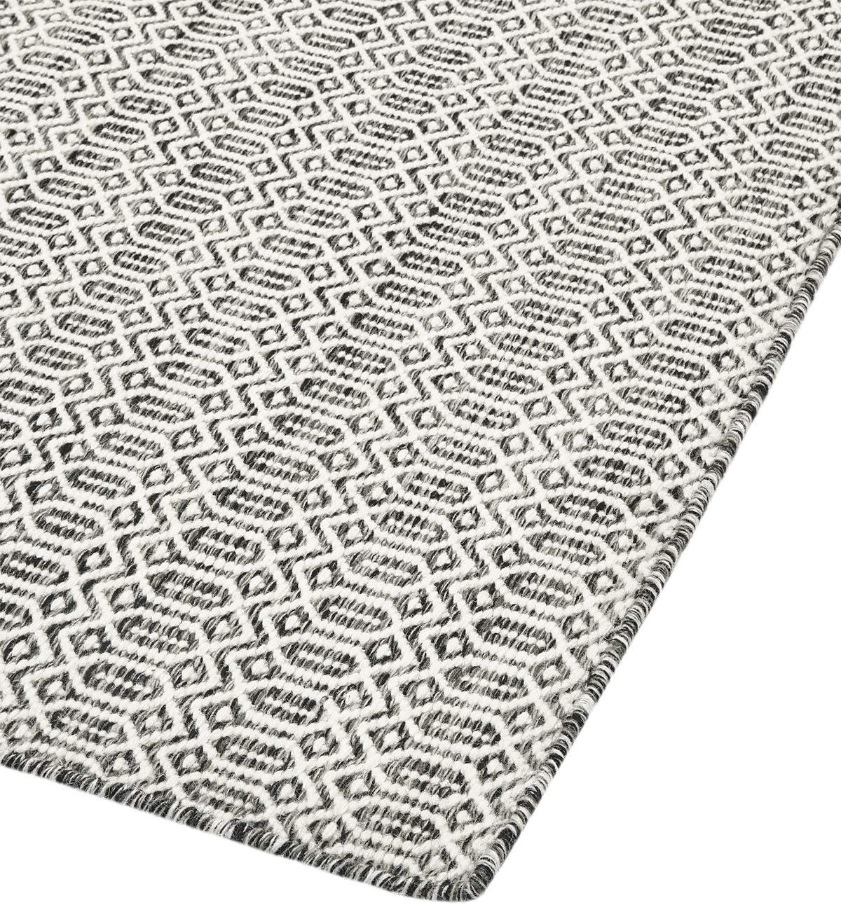 Charcoal Geometric Wool 6' x 9' Handmade Flat Woven Rug