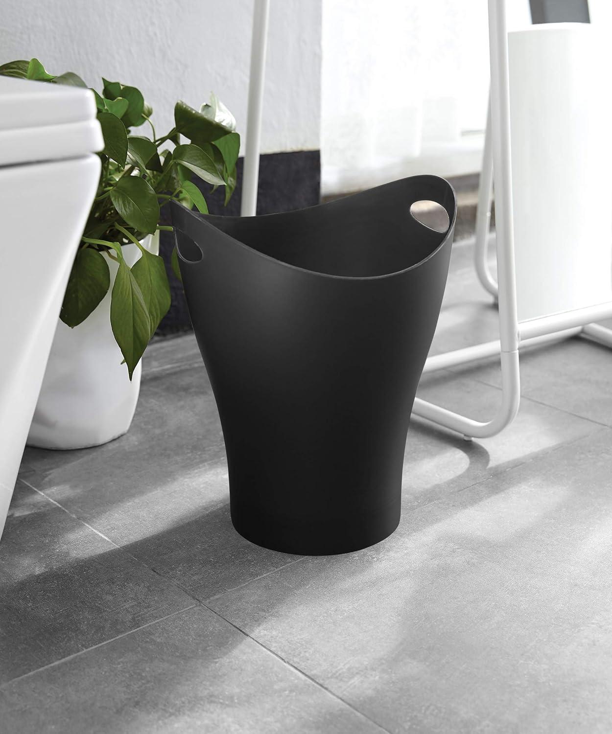 Umbra 2.2gal Garbino Indoor Trash Can Black: Small Bathroom & Bedroom Trash Bin, Polypropylene, Open Top, 13" Height