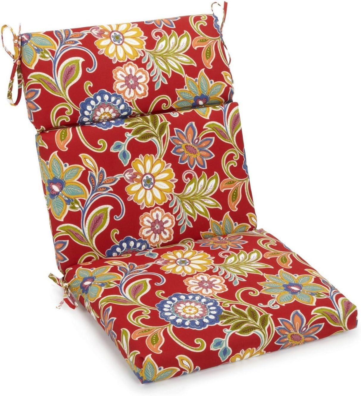Blazing Needles Spun Polyester Outdoor Squared Seat/Back Chair Cushion-Color:Alinea Pompeii