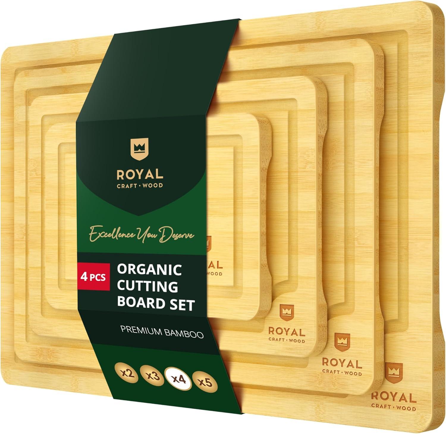 Royal Craft Wood Bamboo Cutting Board Set of 4