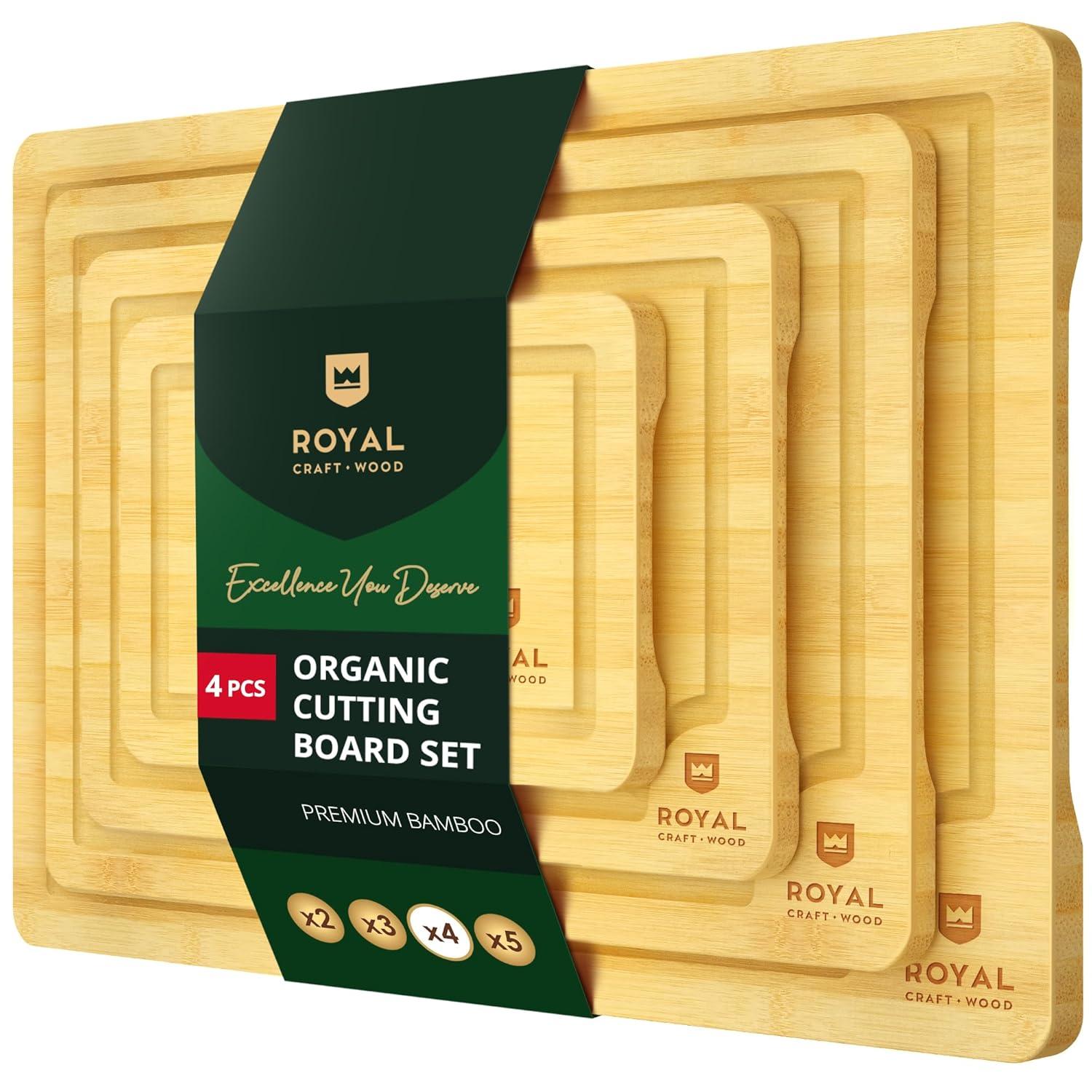 Royal Craft Wood Bamboo Cutting Board Set of 4