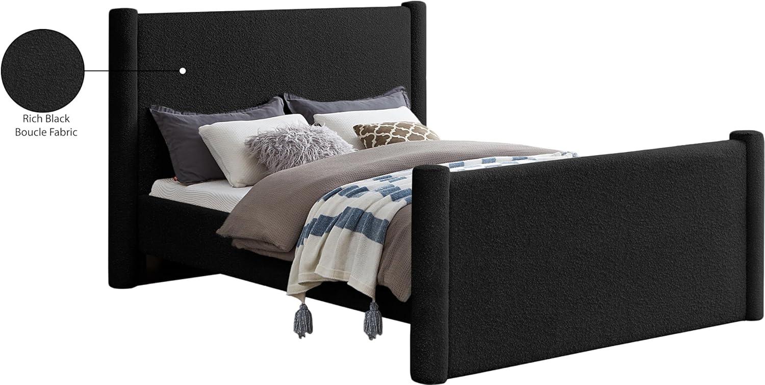 Meridian Furniture Elias Black Boucle Fabric Queen Bed