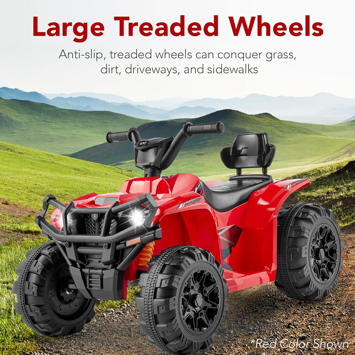 Best Choice Products 12V Kids Ride-On ATV Quad w/ Bluetooth, 2.4mph Max, Treaded Tires, LED Lights, Radio