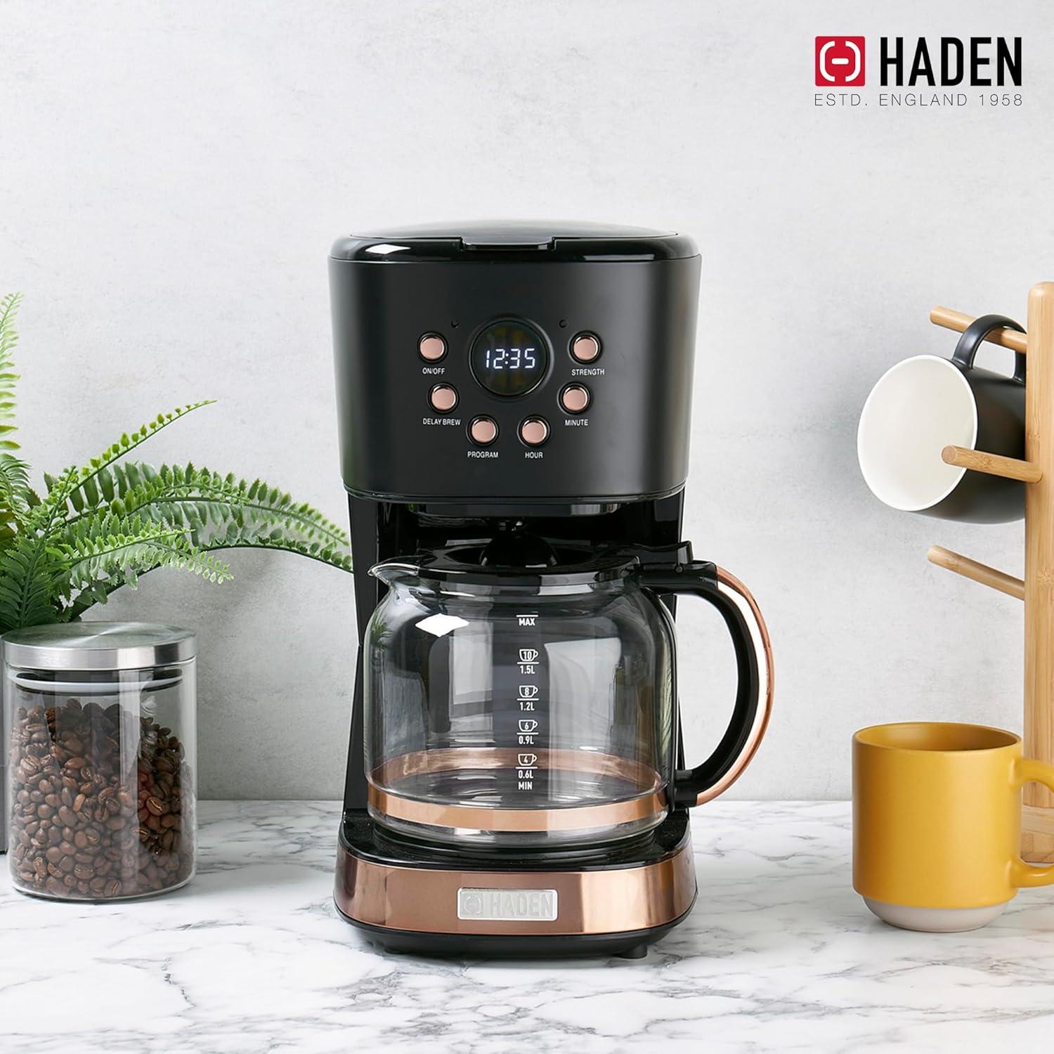 HADEN Black and Copper Programmable Drip Coffee Maker
