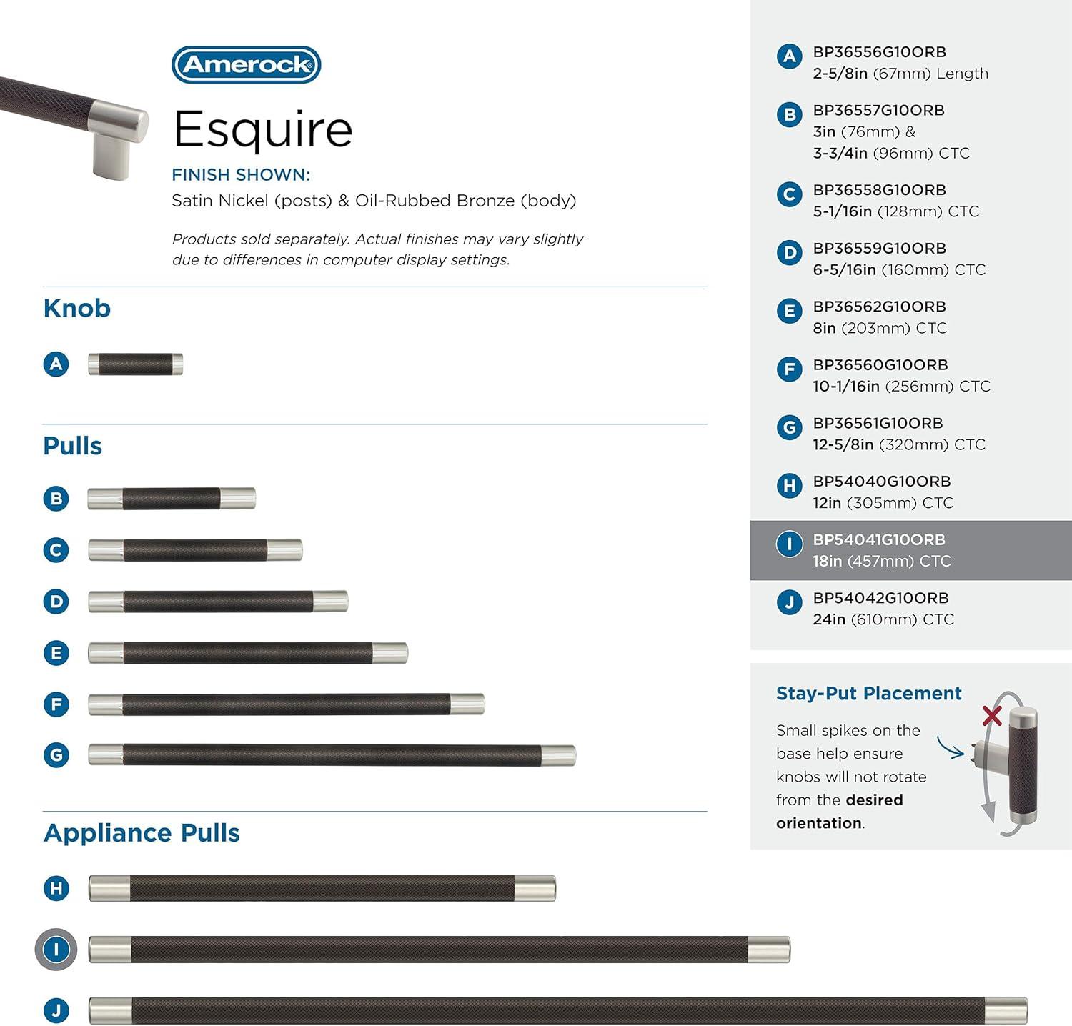 Amerock Esquire 18 inch (457mm) Center-to-Center Satin Nickel/Oil-Rubbed Bronze Appliance Pull