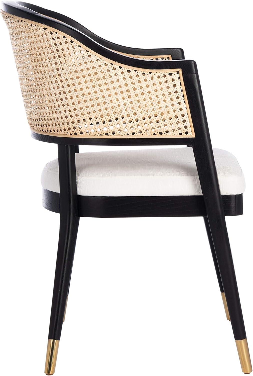 Black and Natural Rattan Cane Side Chair