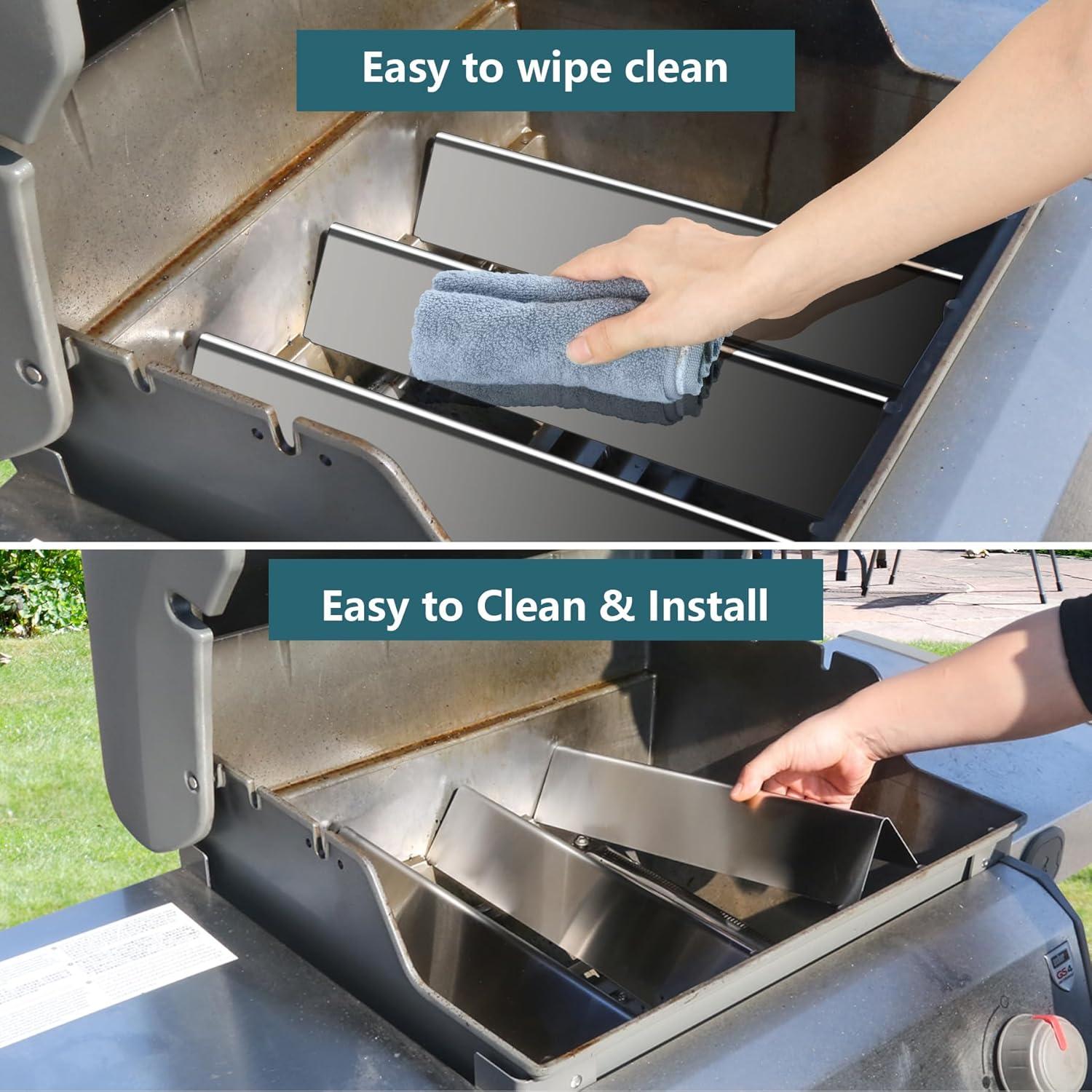 GasSaf 15.3inch Flavorizer Bar Replacement for Weber 7635, Spirit 200 Series, Spirit E-210, S-210, E-220, S-220 with Front Controls Panel, 3-Pack Stainless Steel Flavor Bar(15.3"x3.5"x2.5")