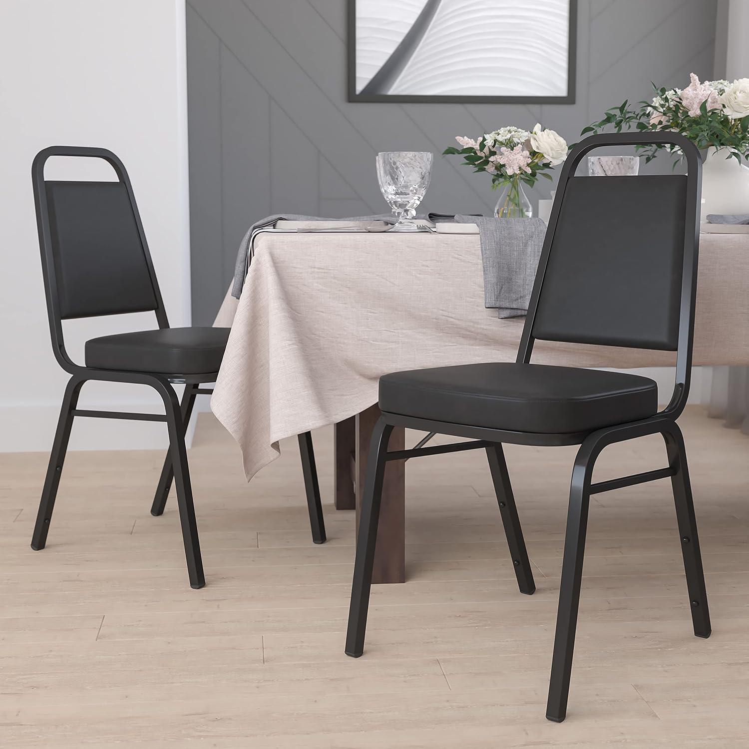 Hercules Series 20.25" Armless Stacking Banquet Chair in Black Vinyl