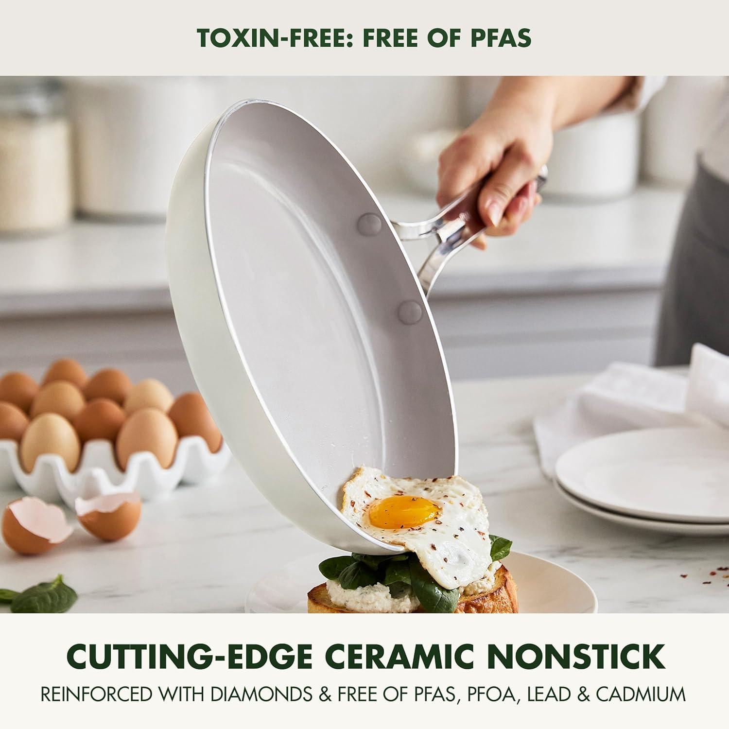 GreenPan Nova Ceramic Nonstick 10-Piece Cookware Set | Cream