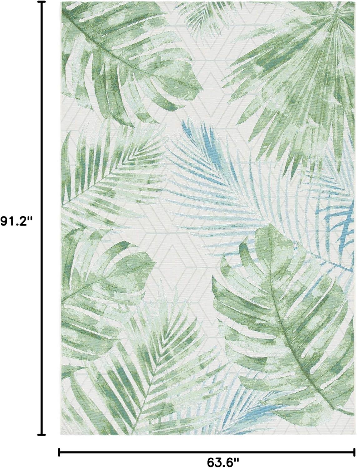 Barbados BAR590 Power Loomed Indoor/Outdoor Area Rug - Green/Teal - 5'3"x7'6" - Safavieh.