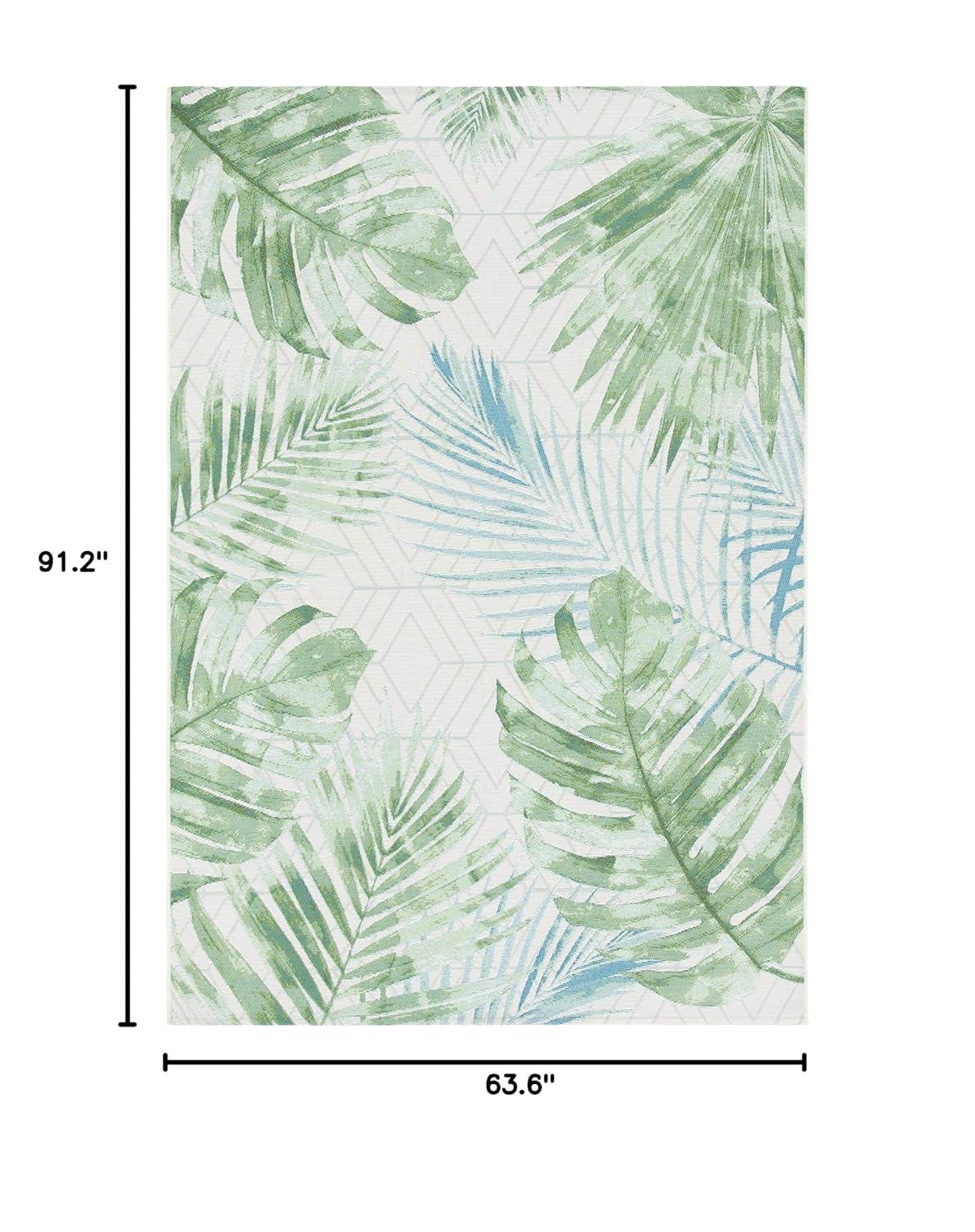Barbados BAR590 Power Loomed Indoor/Outdoor Area Rug - Green/Teal - 5'3"x7'6" - Safavieh.