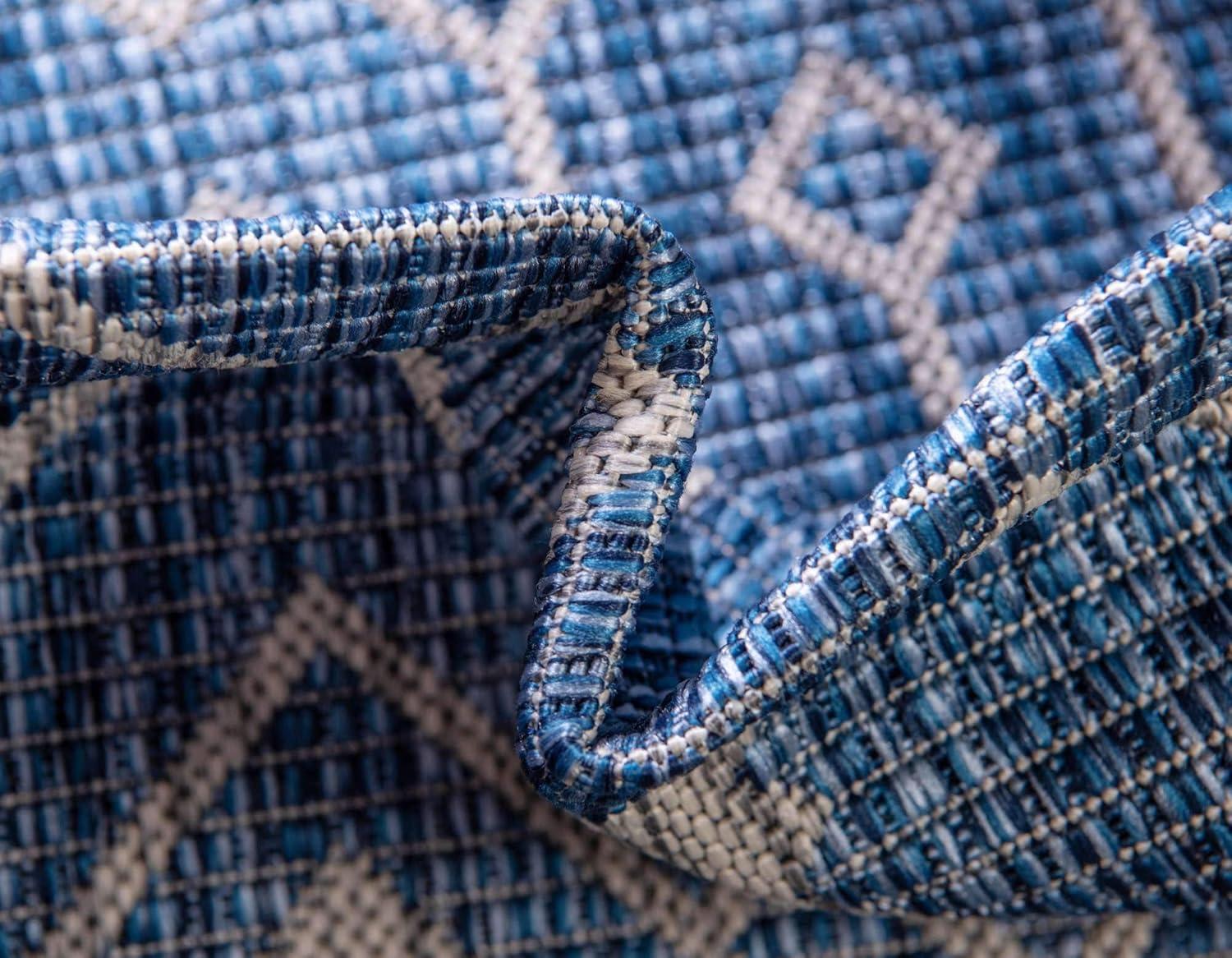 Unique Loom 7' 0 x 7' 0 Octagon Indoor/Outdoor Trellis Blue Area Rug