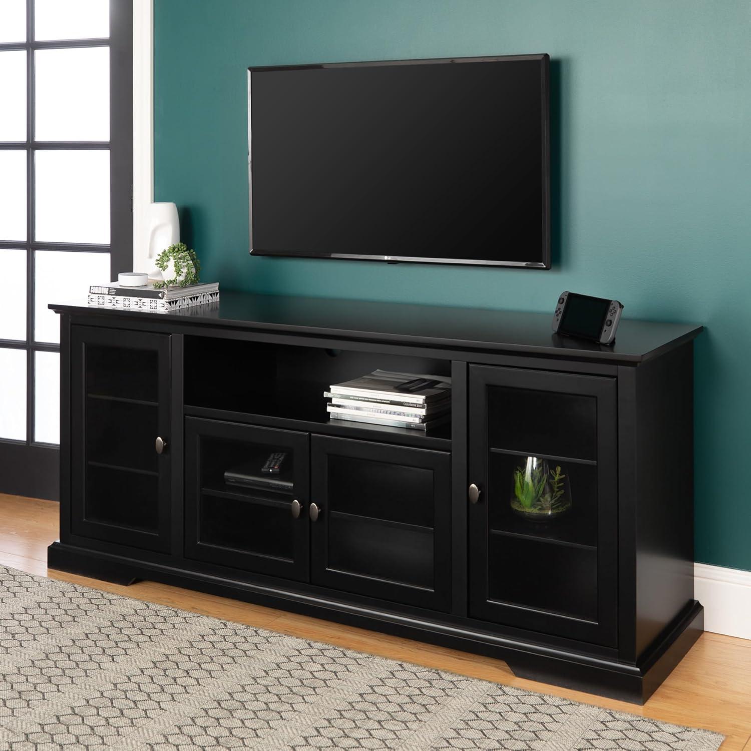 Walker Edison Contemporary Tall TV Stand for TVs up to 78", Black