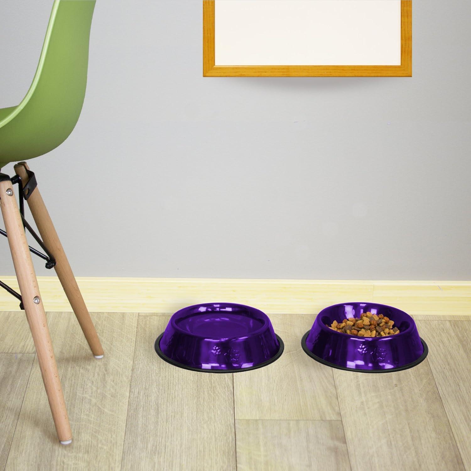 Medium Electric Purple Non-Tip Stainless Steel Dog Bowl