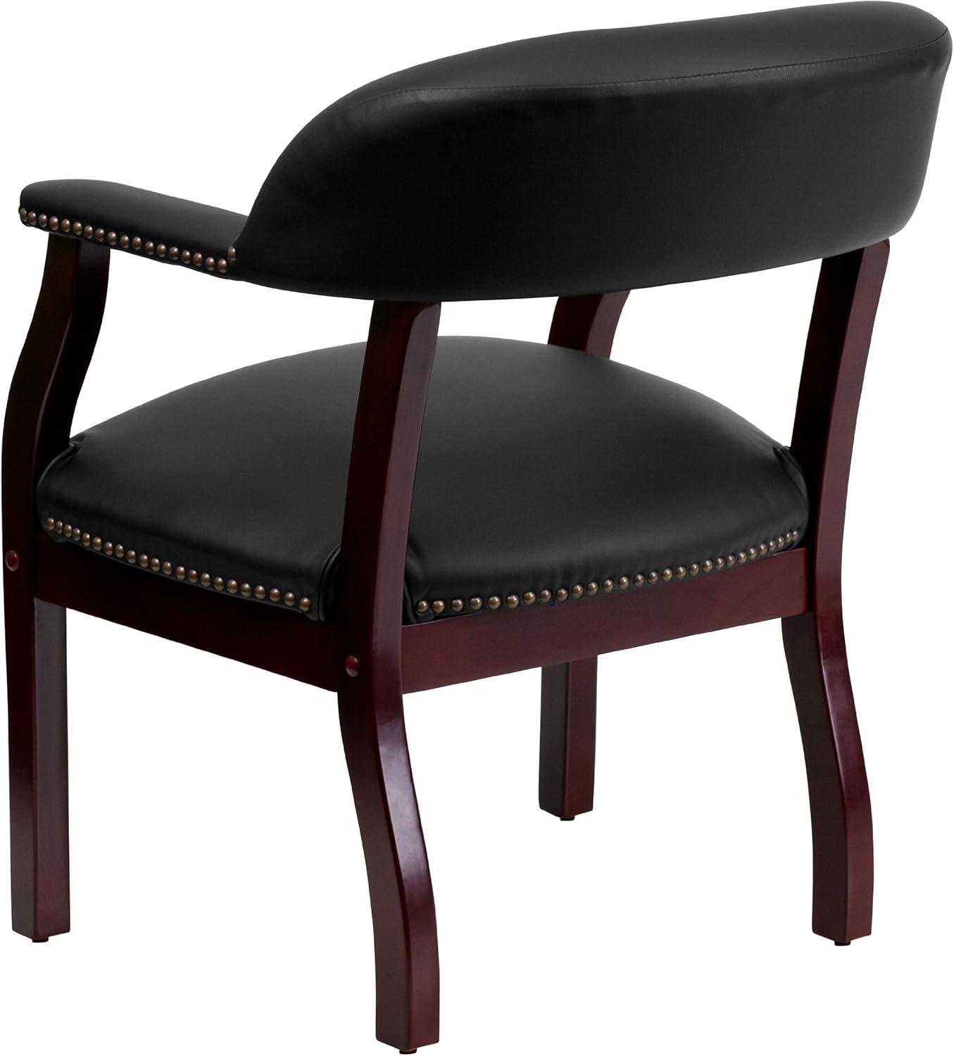 Elegant Black LeatherSoft Conference Chair with Brass Nail Accents