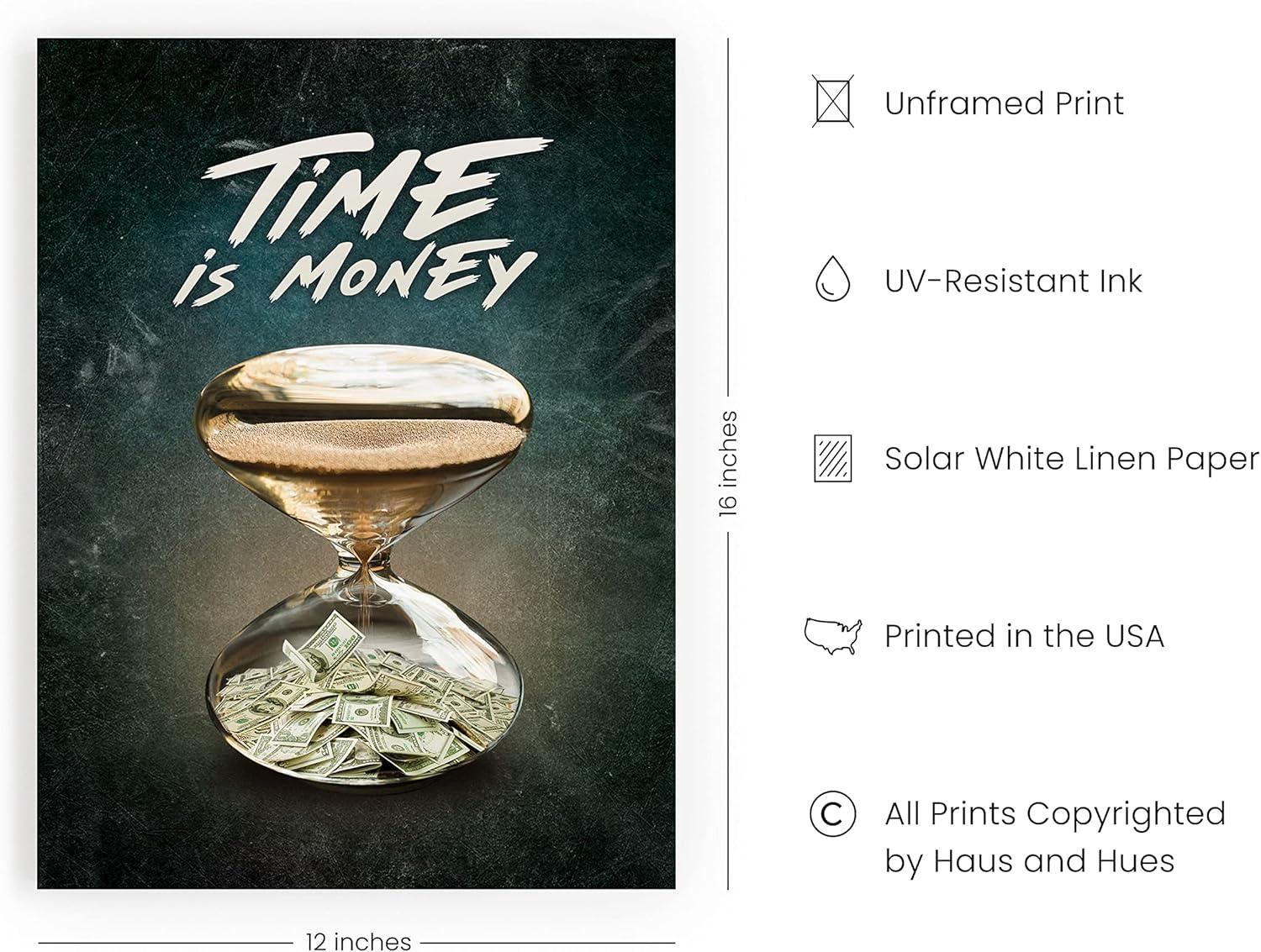 HAUS AND HUES Money Posters for Men - Work Inspirational Quotes Wall Art, Money Art for Wall, Motivational Business Quotes Print, Hustle Wall Art for Bedroom Inspiration (12x16 Unframed)