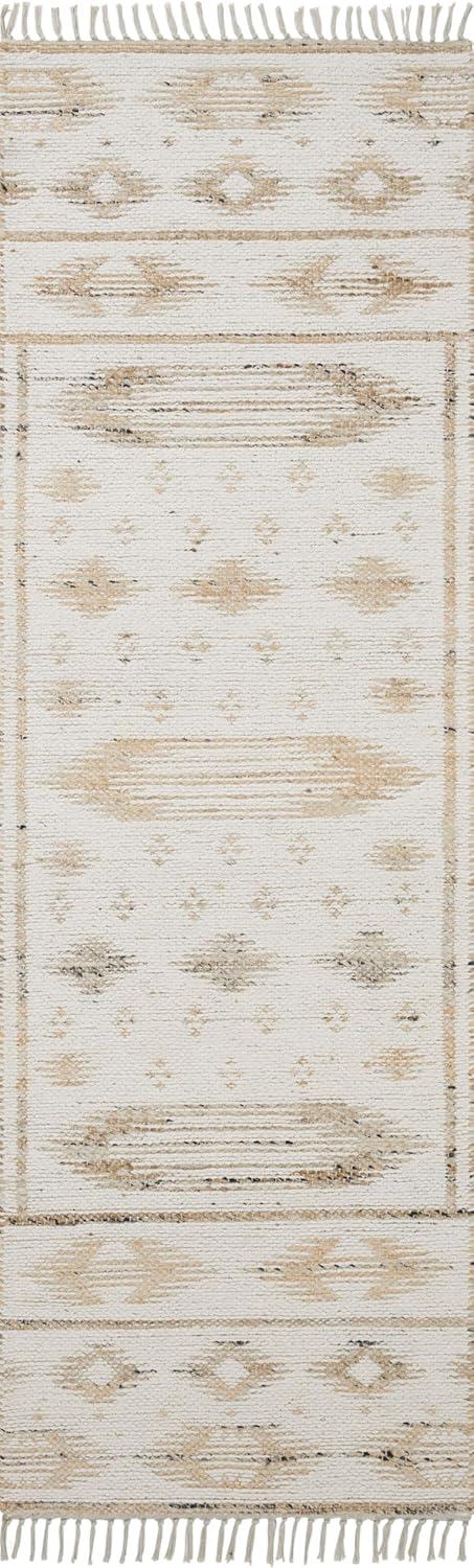 Ivory and Natural Flat Woven Reversible Wool Cotton Rug Sample