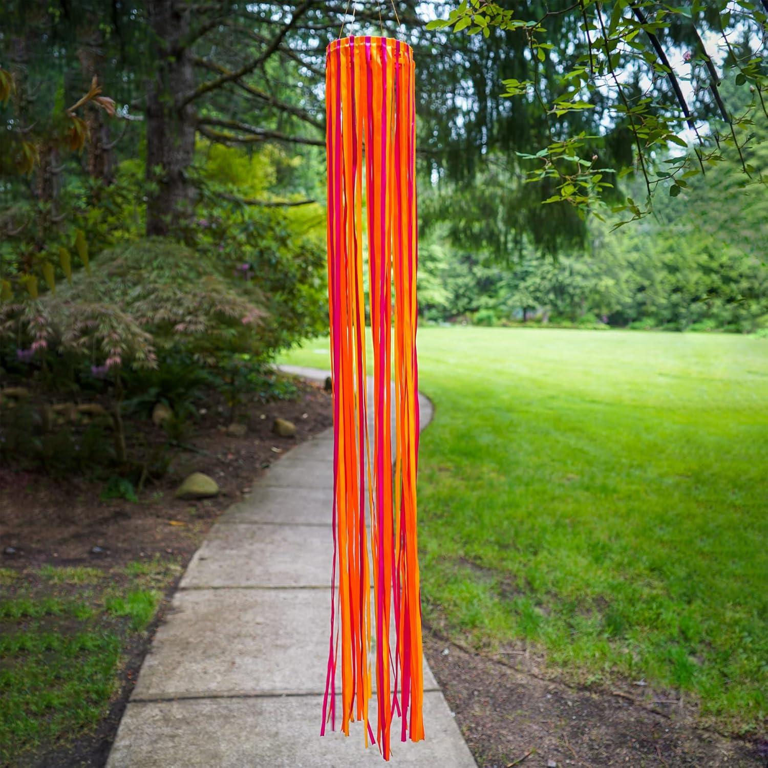 In the Breeze 5187 — 39-Inch Sunset Ribbon Windsock — Colorful Orange-Hue Satin Ribbon Hanging Decoration