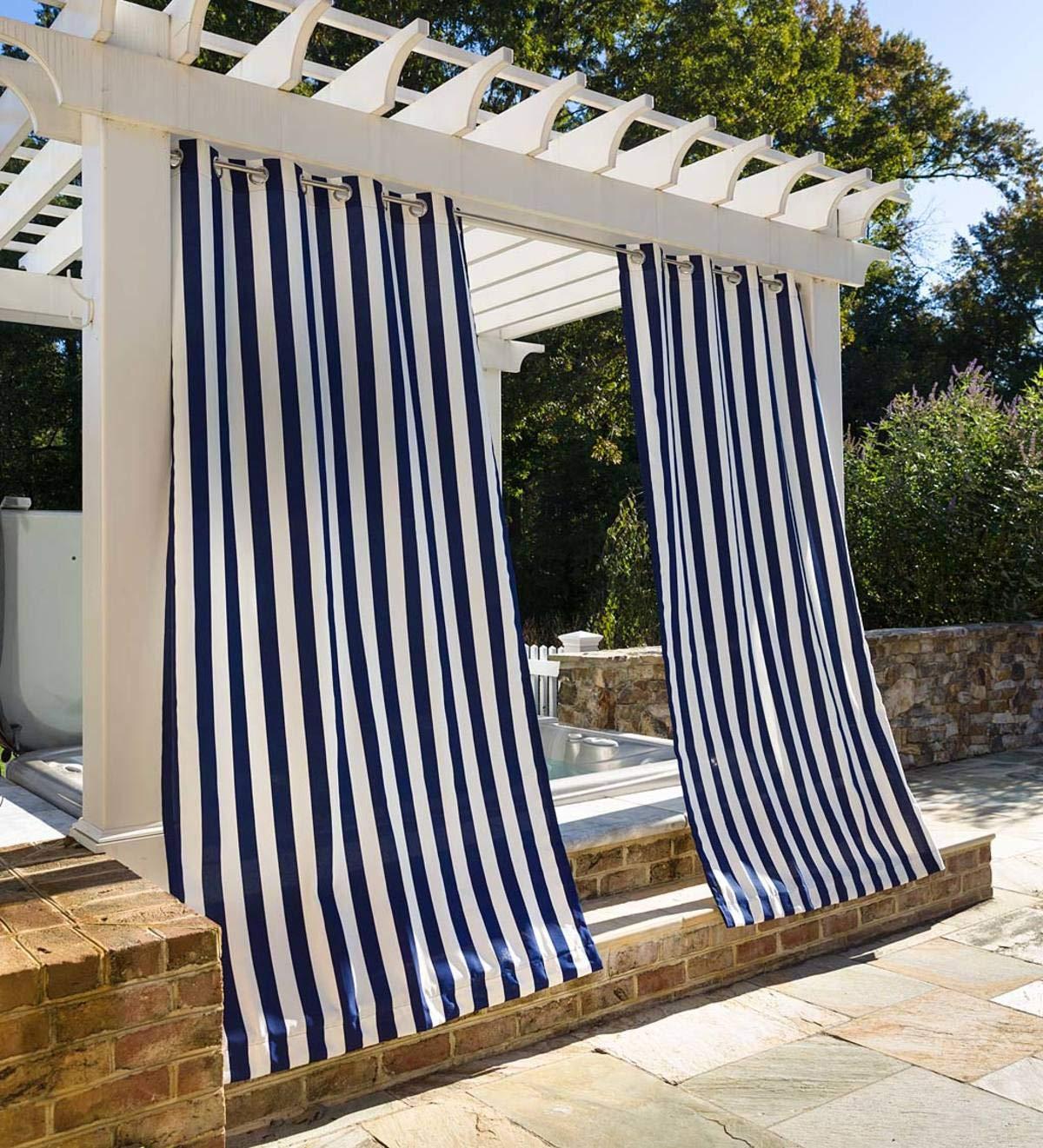 Coastal Stripe Grommet Curtain Panel Window Dressing 50 x 84 in Navy
