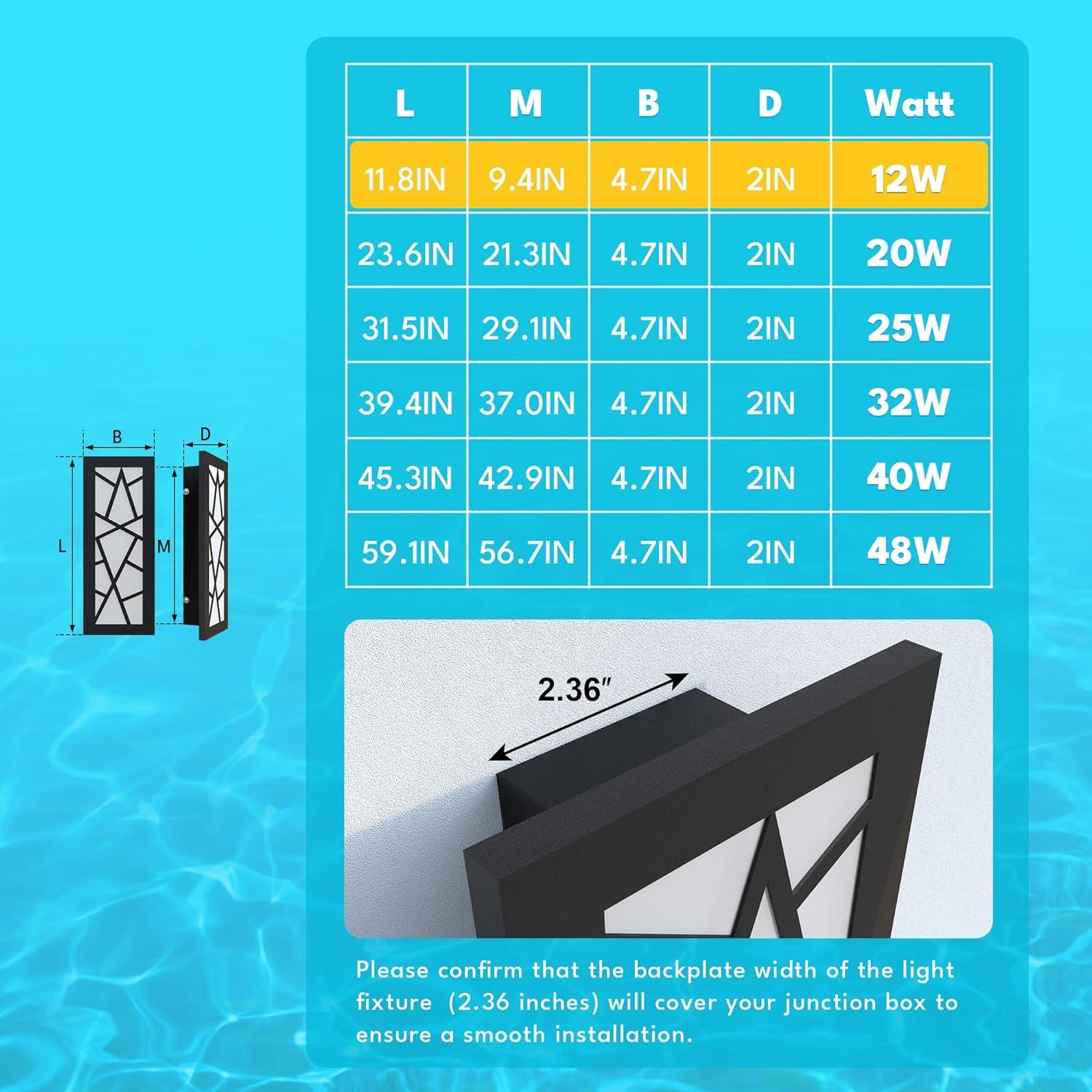 Outdoor Wall Lights 11.8inch Modern Outdoor Wall Sconce LED Long Wall Sconces Black Front Porch Light Waterproof Led Wall Light IP67 3000K Exterior Lighting fixtures