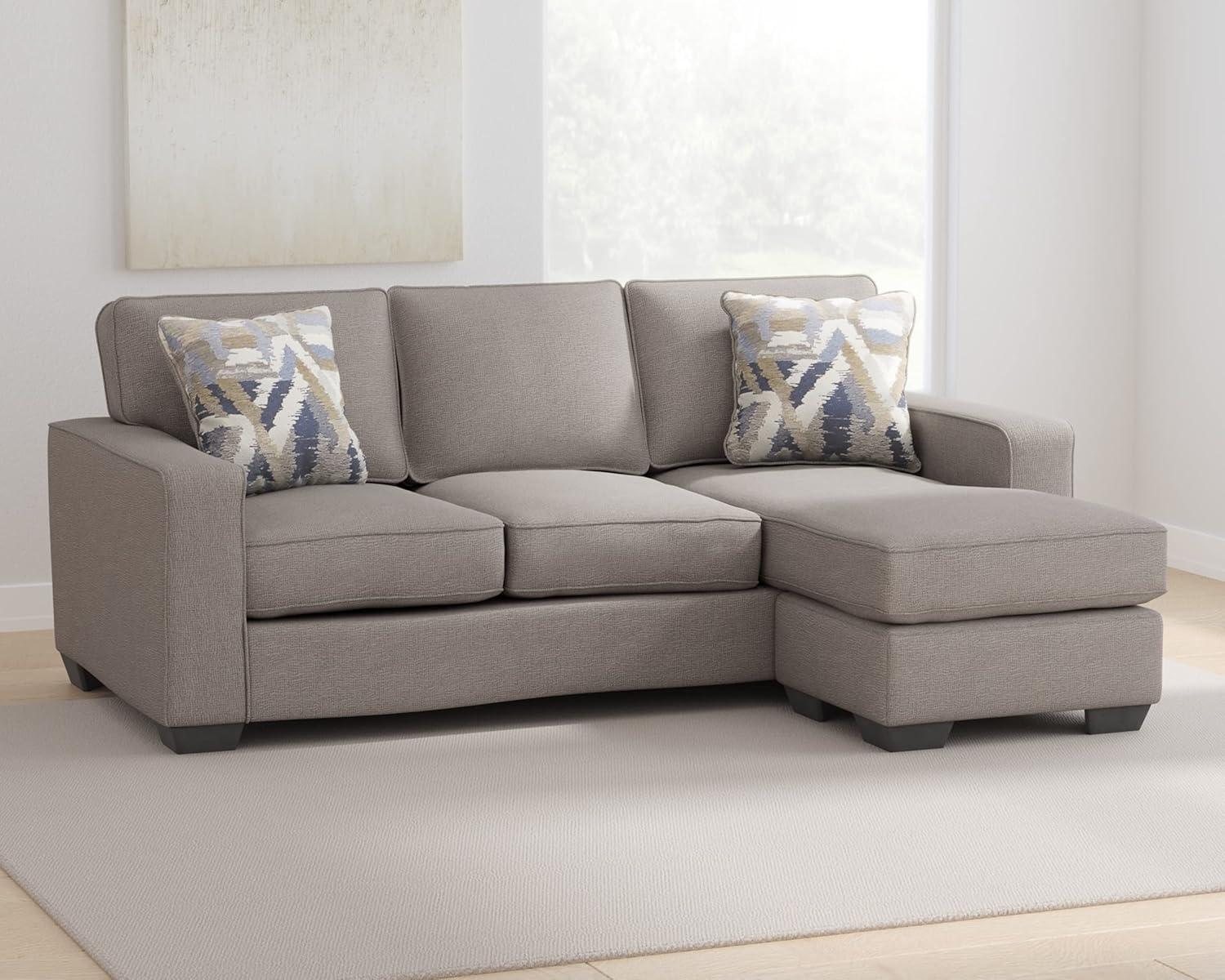 Gray Fabric Stone Sofa Chaise with Removable Cushions