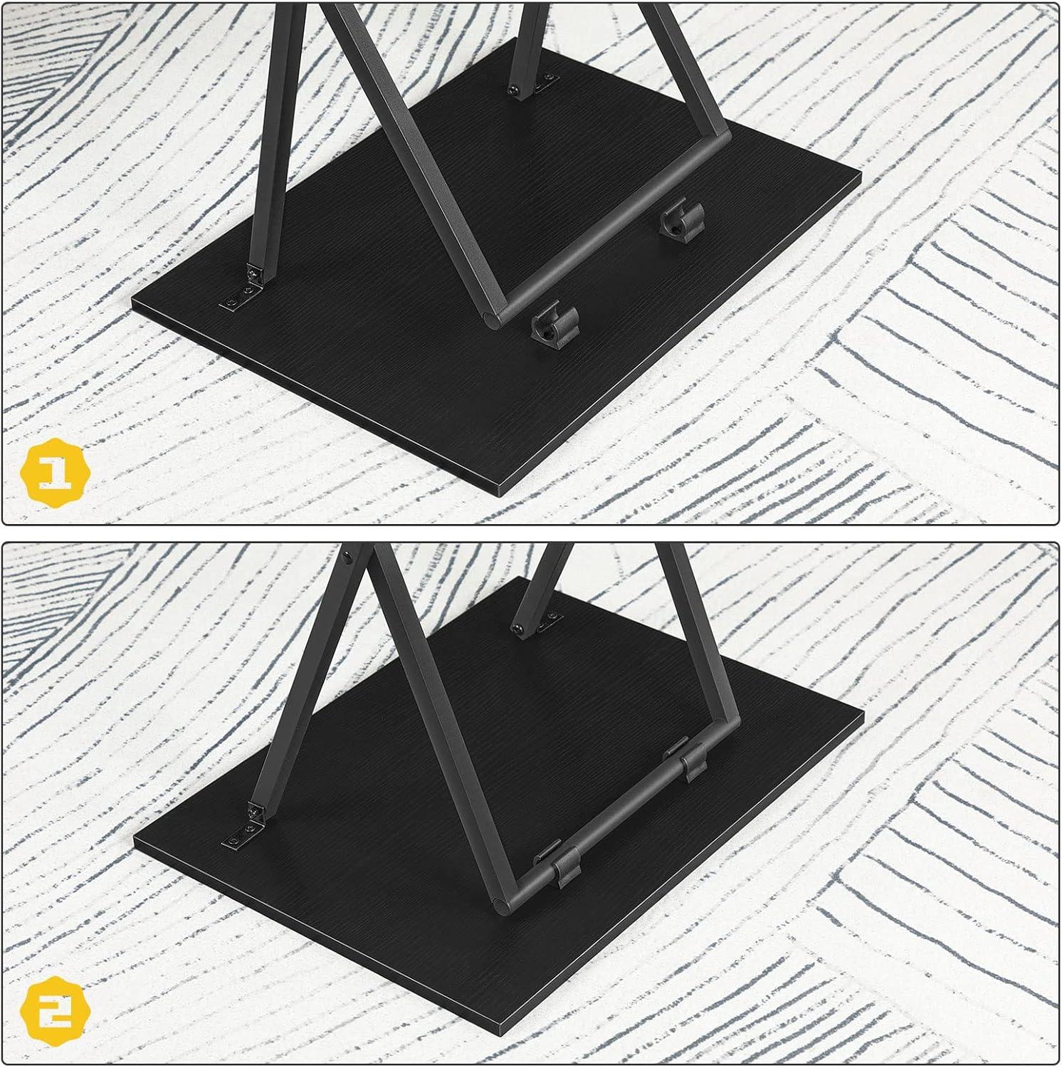 HOOBRO Folding TV Tray Tables, Set of 2 Side Table for Small Space, Industrial Snack Tables for Eating at Couch, Stable Metal Frame, Easy Assembly, Space Saving, Brown BR25BZ01