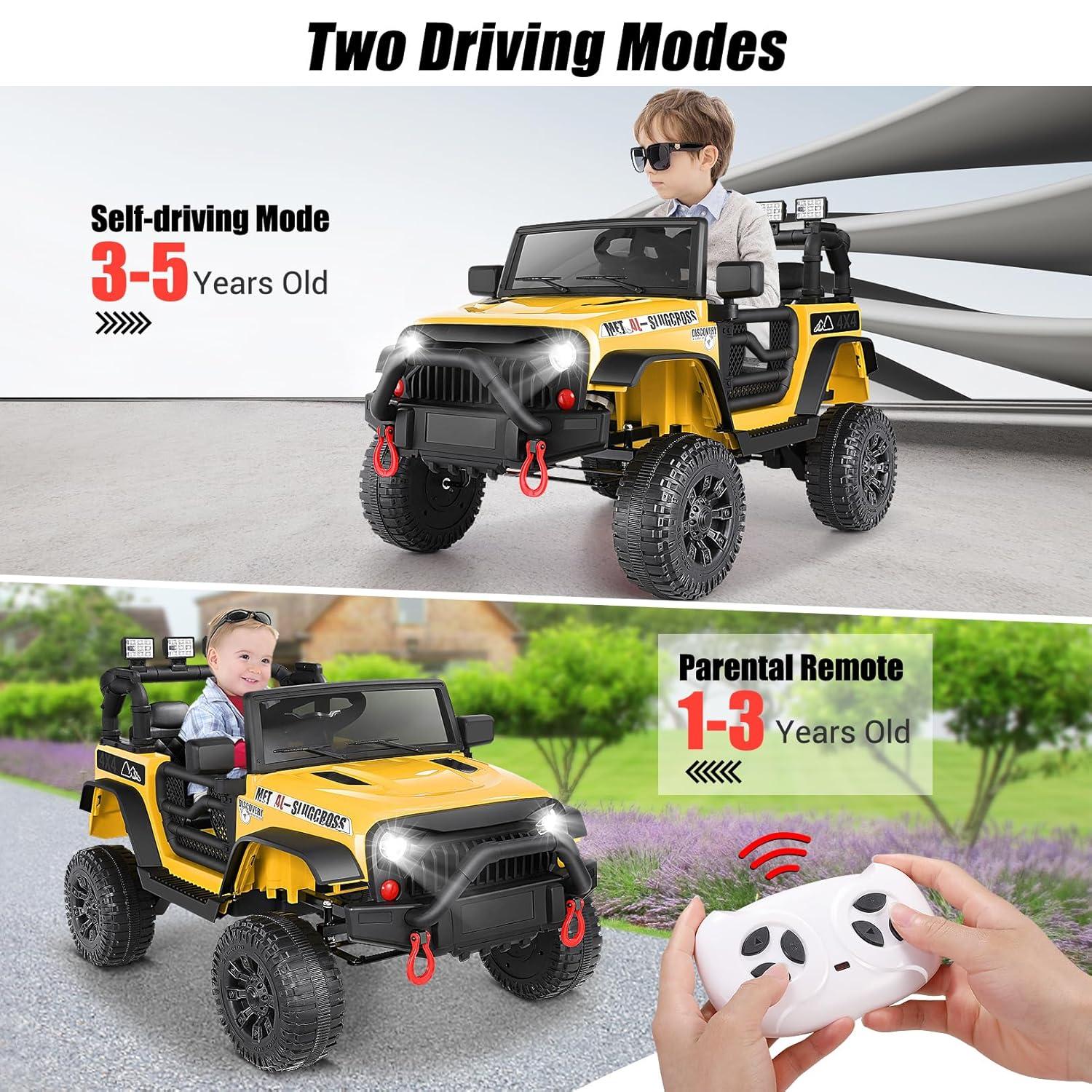 Ancheer Alex 24V Electric Ride on Jeeps for Kids, Ride On Car Truck with Remote Control, Battery Power Car Wheels for Kids w/LED Lights, Bluetooth, Music, 3 Speeds, 24 Volt Ride on Toys for Boys and Girls