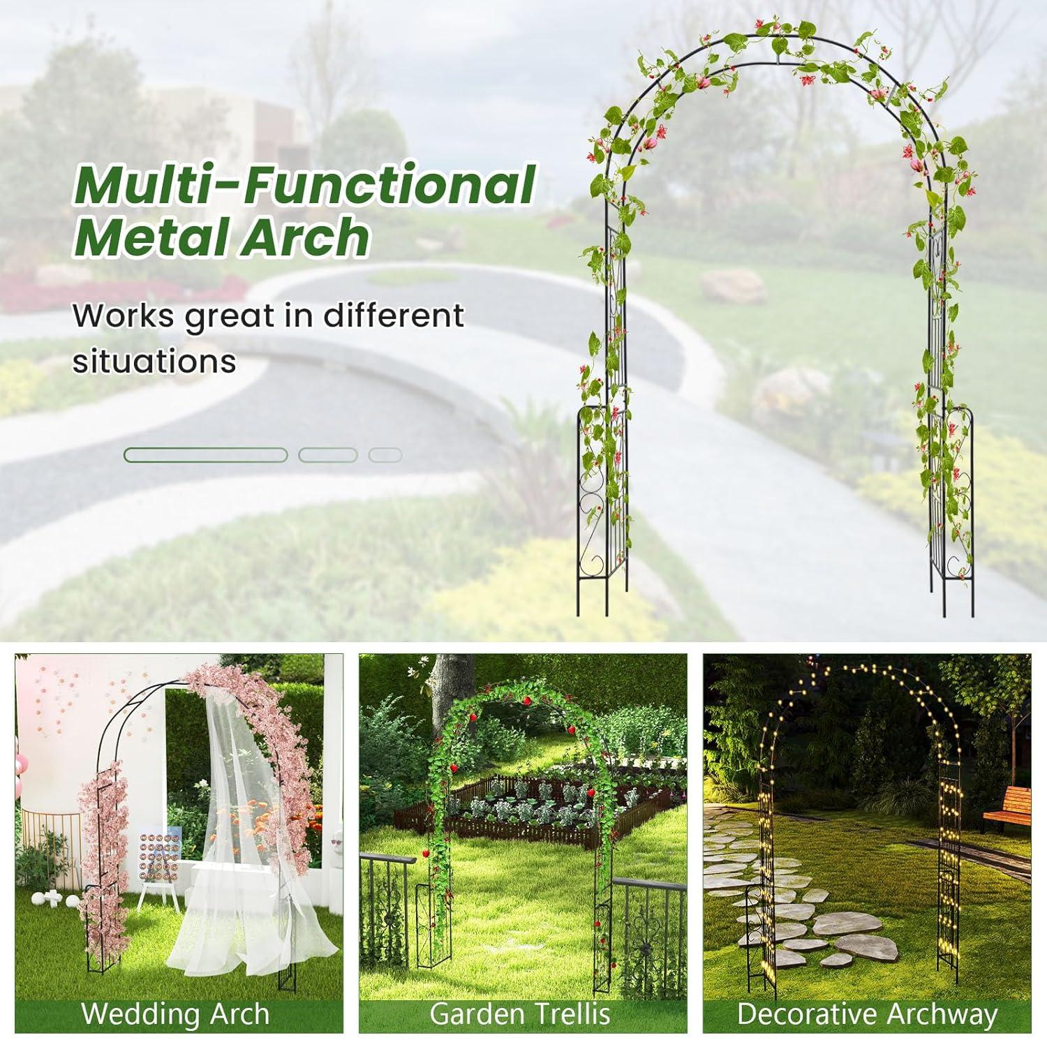 Blooming Garden Arch Pergola. 7.9Ft Metal Gazebo Pergola