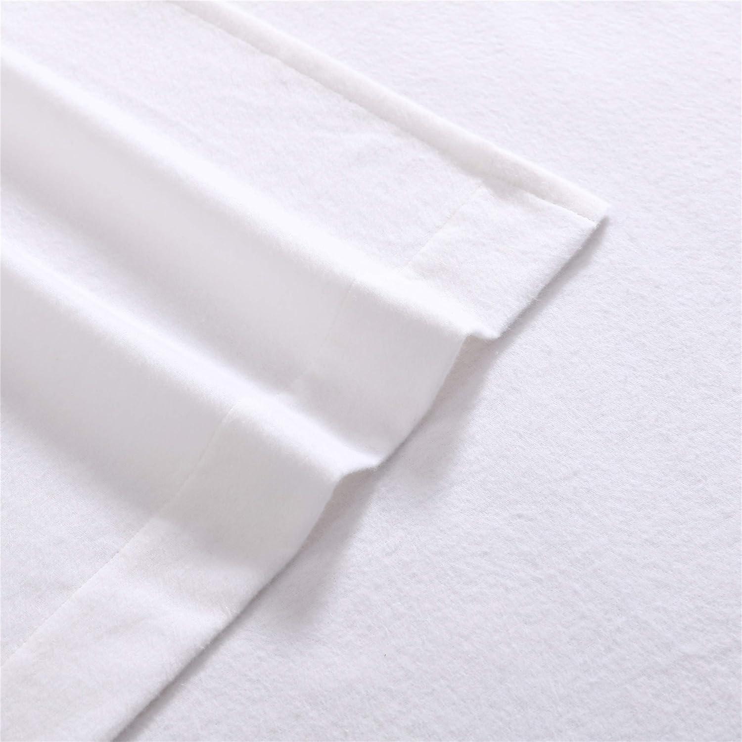 King Solid Flannel Sheet Set White - Laura Ashley