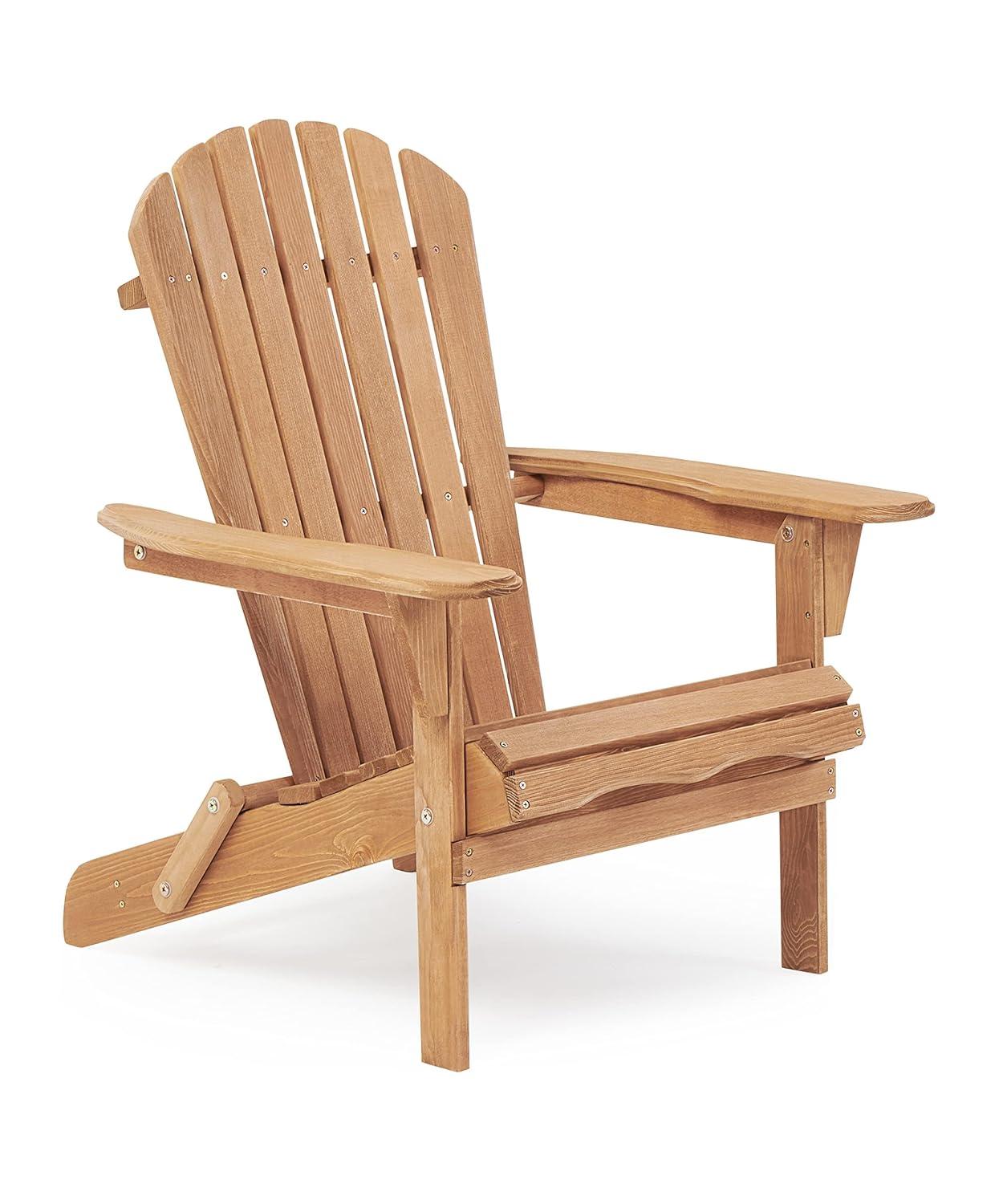 Wooden Folding Adirondack Chair, Half Pre-Assembled Wood Patio Lounge Chair for Outdoor Garden Backyard Porch Pool Deck Firepit