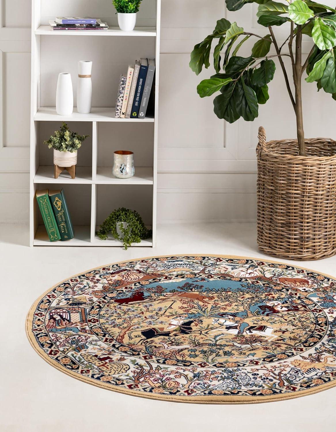 Unique Loom Narenj Birmingham Floral Indoor Woven Fringe Area Rug