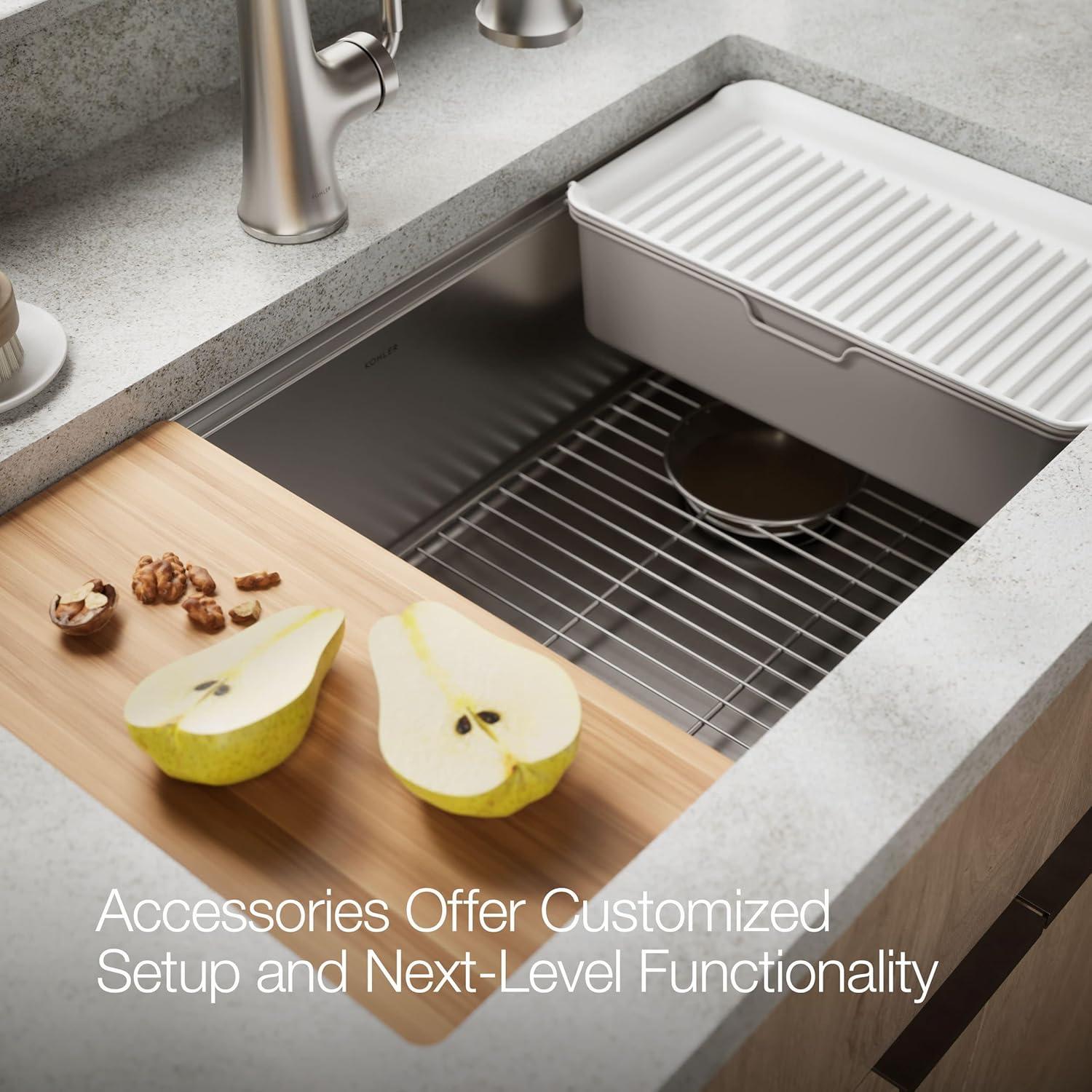 Strive® 32" L x 18.25" W Undermount Single Bowl Kitchen Sink with Basin Rack