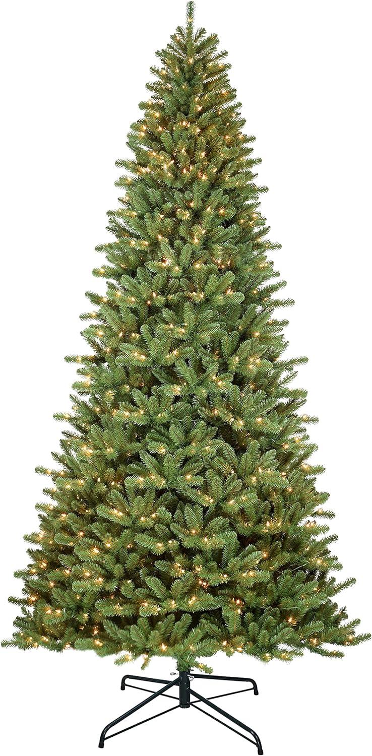 Puleo International Clear 1000 Prelit Incandescent Green Full Berkshire Fir Artificial Christmas Tree, 10'