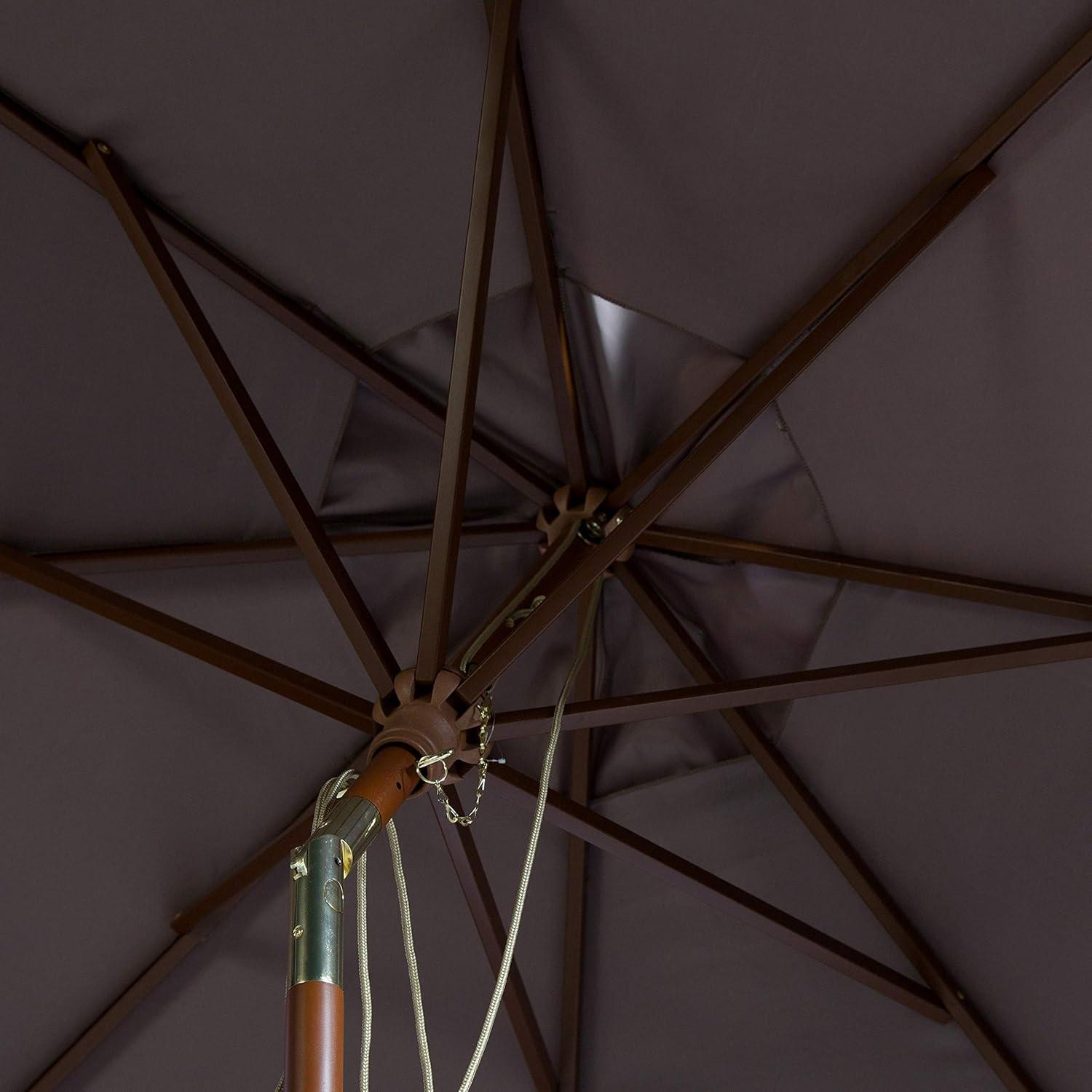 Cannes 11Ft Wooden Pulley Market Umbrella  - PAT8109 - Grey - Safavieh