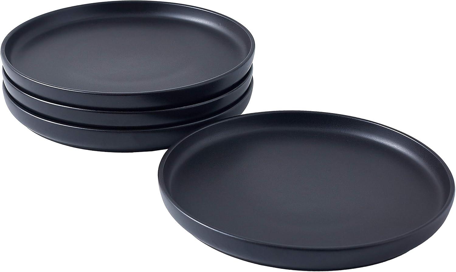 Bruntmor Set of 4 Elegant Matte 11" Round Ceramic Dinner Plates, White