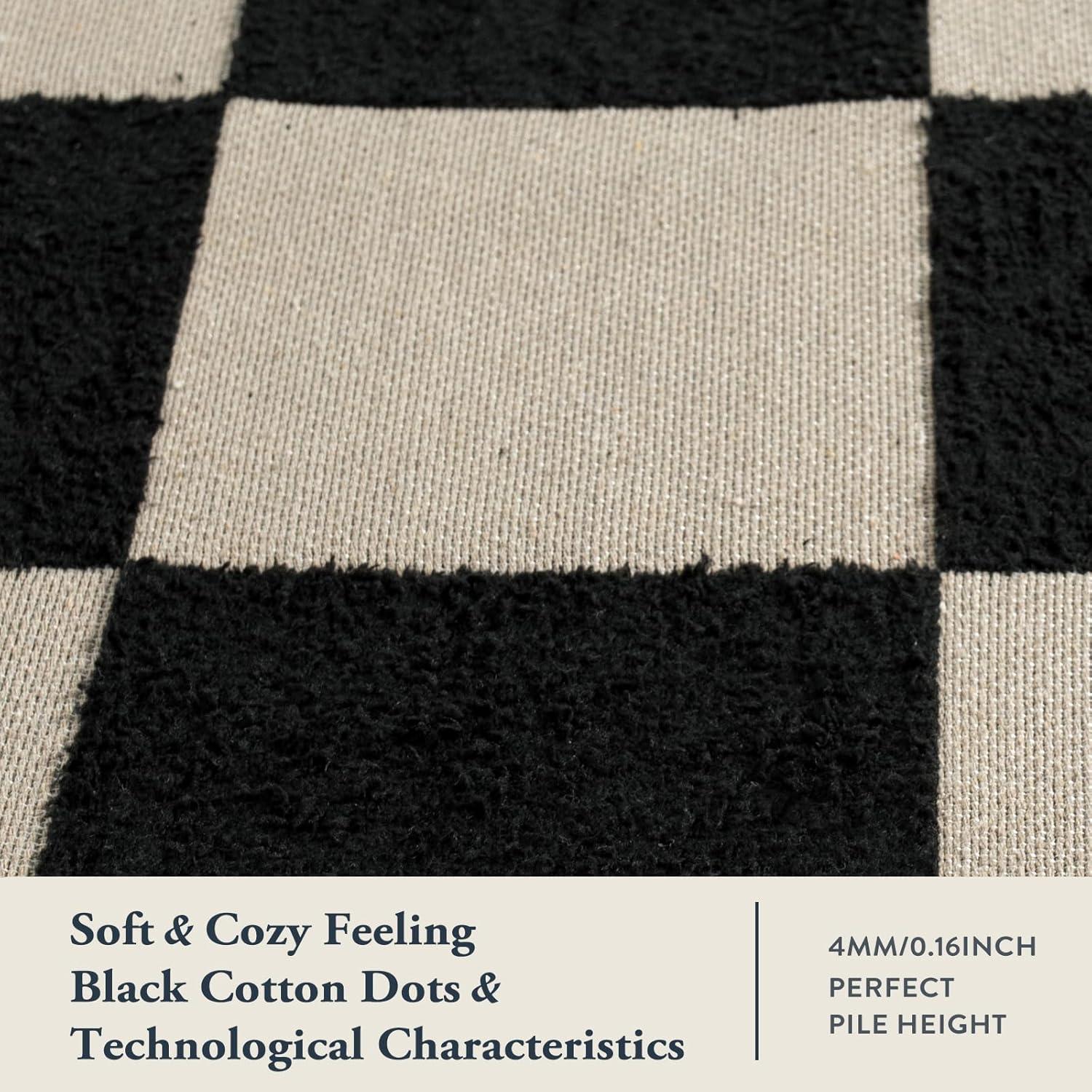 Luxe Weavers Checkered Black and White Geometric 8x10 Area Rug
