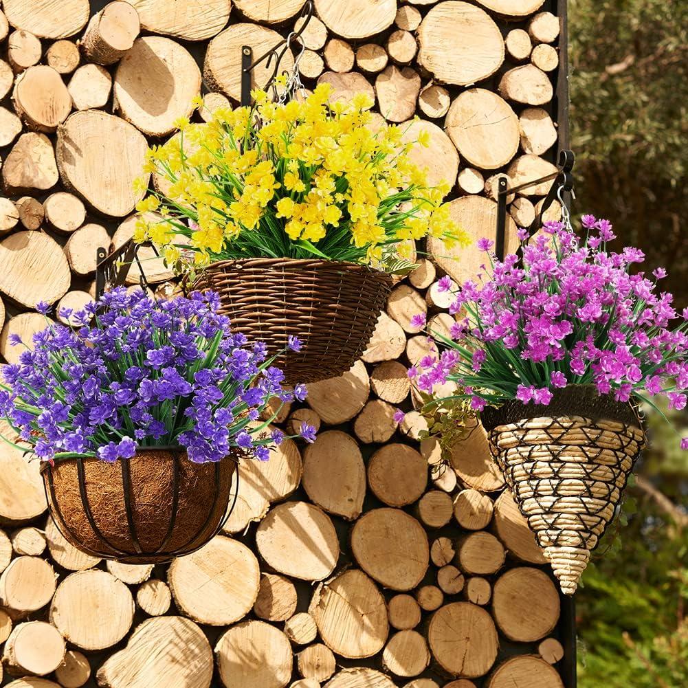 20 Bundles Outdoor Artificial Flowers UV Resistant No Fade Fake Boxwood Plastic Plants Greenery Shrubs for Garden Porch Window Box Home Wedding Décor - Indoor/Outdoor Use