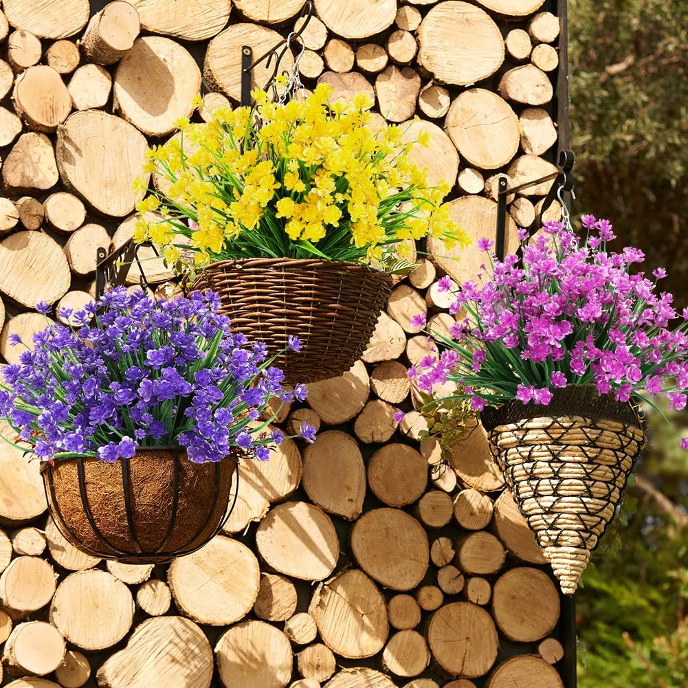 20 Bundles Outdoor Artificial Flowers UV Resistant No Fade Fake Boxwood Plastic Plants Greenery Shrubs for Garden Porch Window Box Home Wedding Décor - Indoor/Outdoor Use