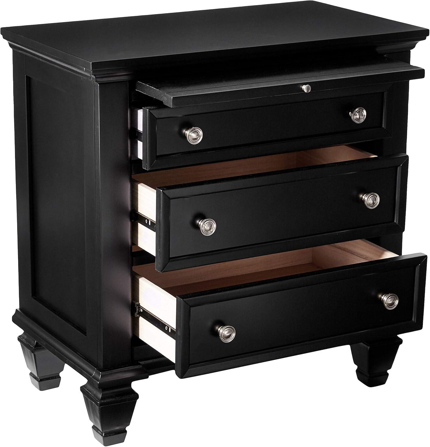 Coaster Sandy Beach Coastal 3-Drawer Wood Nightstand in Black