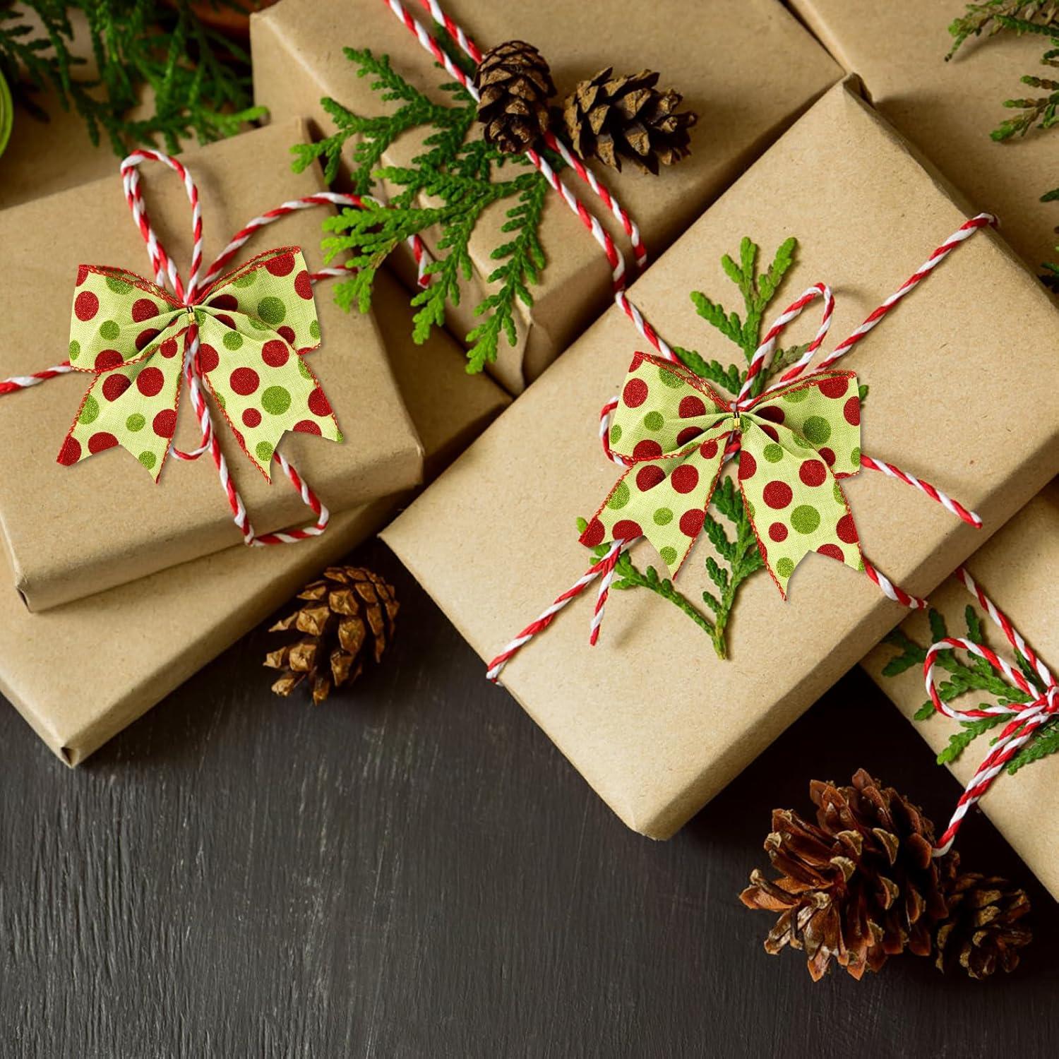 Sandistore Cute Cars 12pcs Christmas Tree Bows Ornaments 6 Inch Large Christmas Wreath Bows Red Green Xmas Tree Bows Christmas Glitter Dot Bows Ribbons Decoration For Garland Diamonds for Crafts