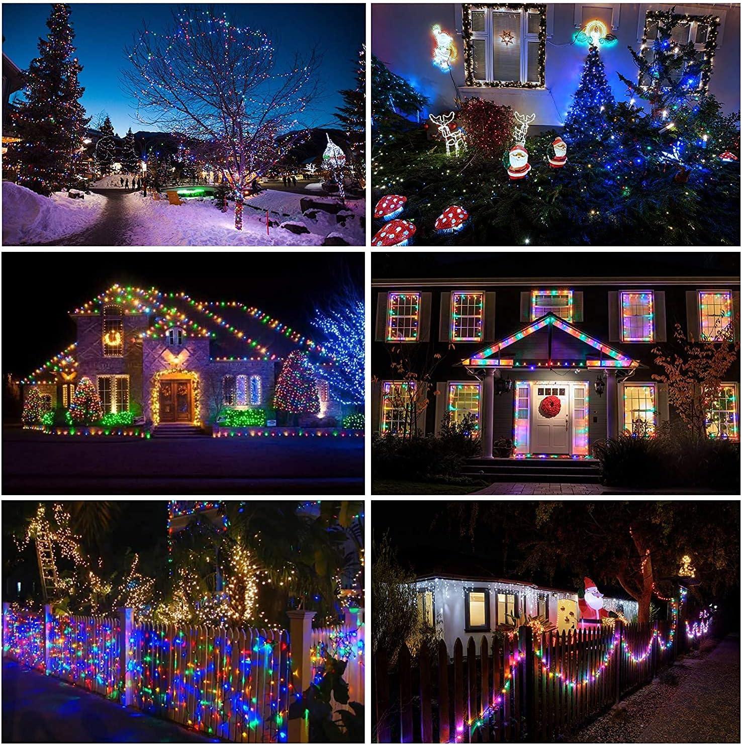 114ft Outdoor Christmas String Lights, 300 LED Connectable with Timer, 8 Modes Multicolor Fairy Twinkle Lights for Indoor/Outdoor Xmas Decorations